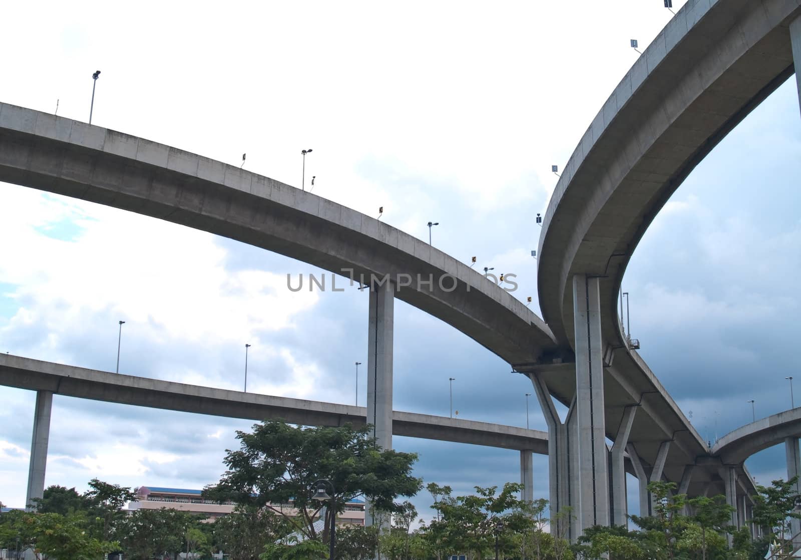 Bhumibol Bridge also casually call as Industrial Ring Road Bridge, Samut Prakarn,Thailand