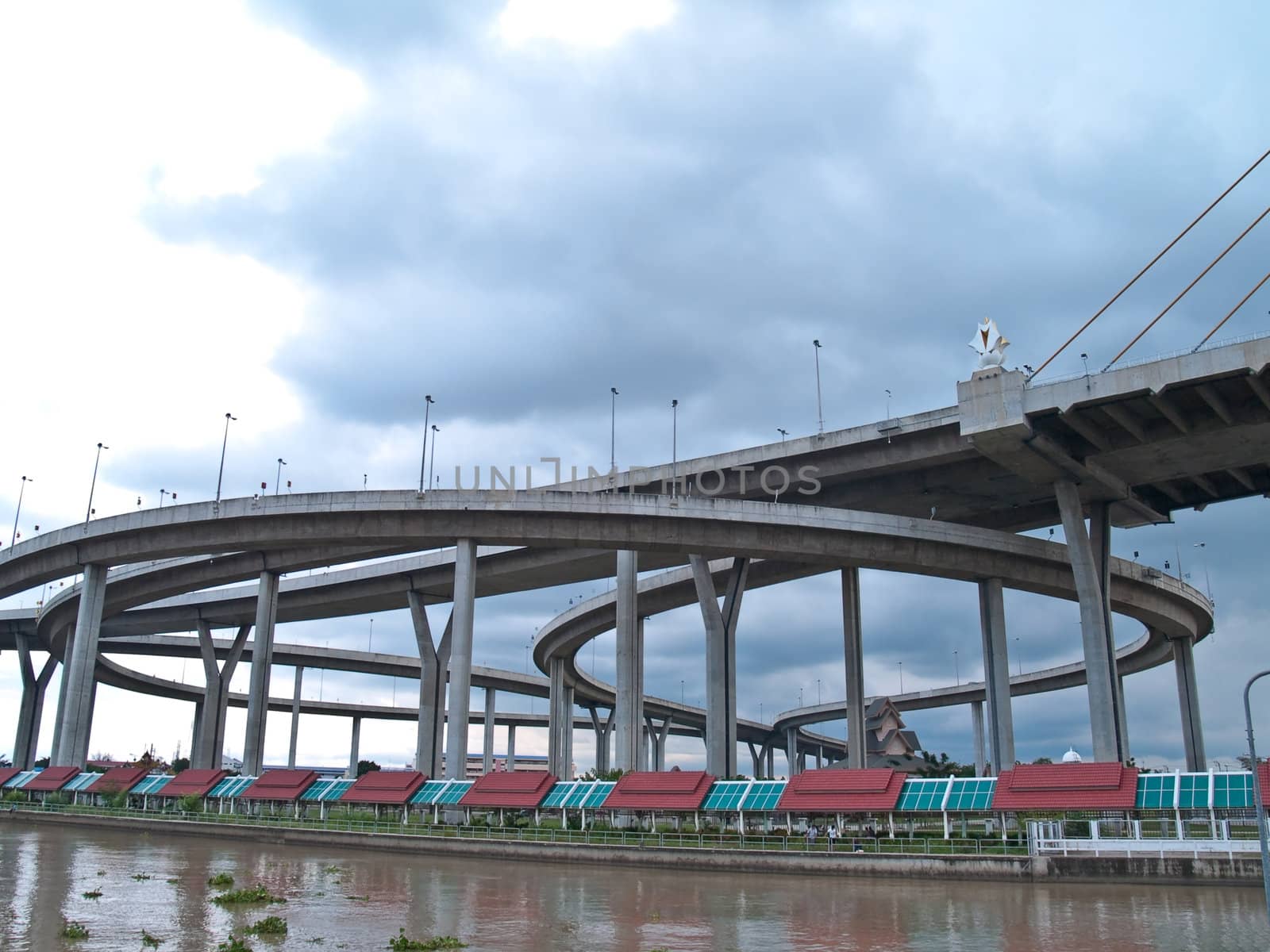 Bhumibol Bridge also casually call as Industrial Ring Road Bridge, Samut Prakarn,Thailand