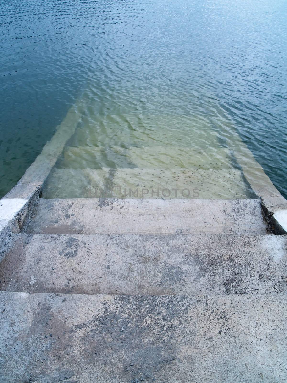 Stairs to the nether world below the lake