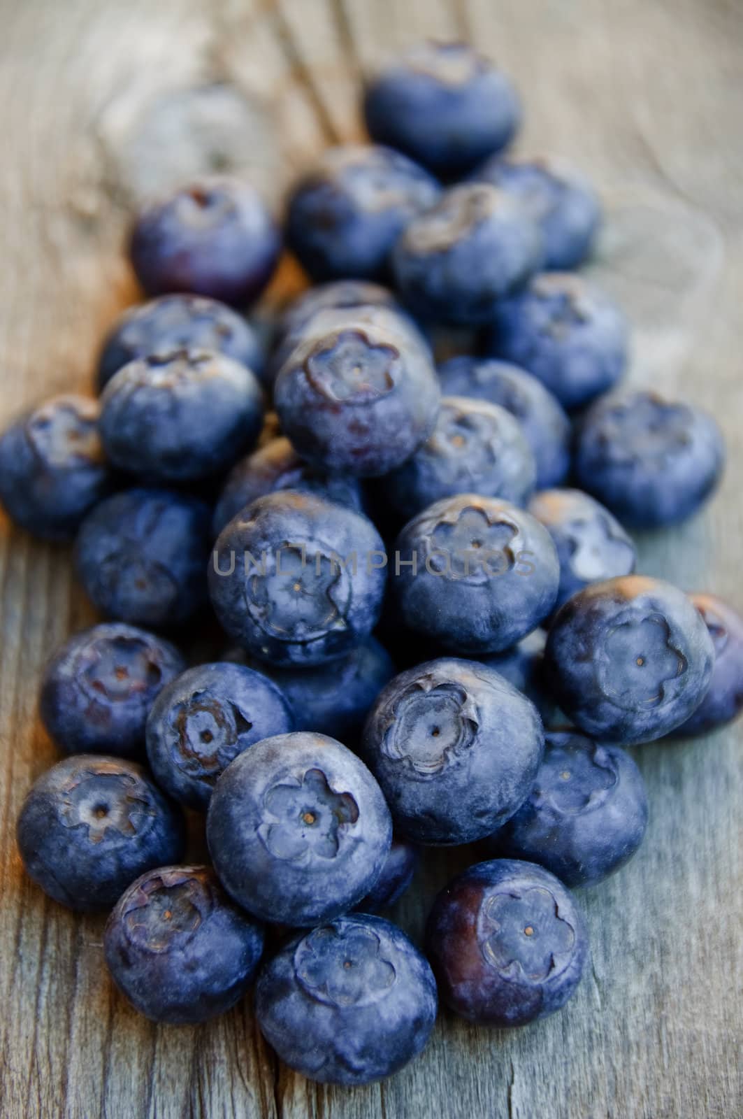 Blueberries on a wooden board