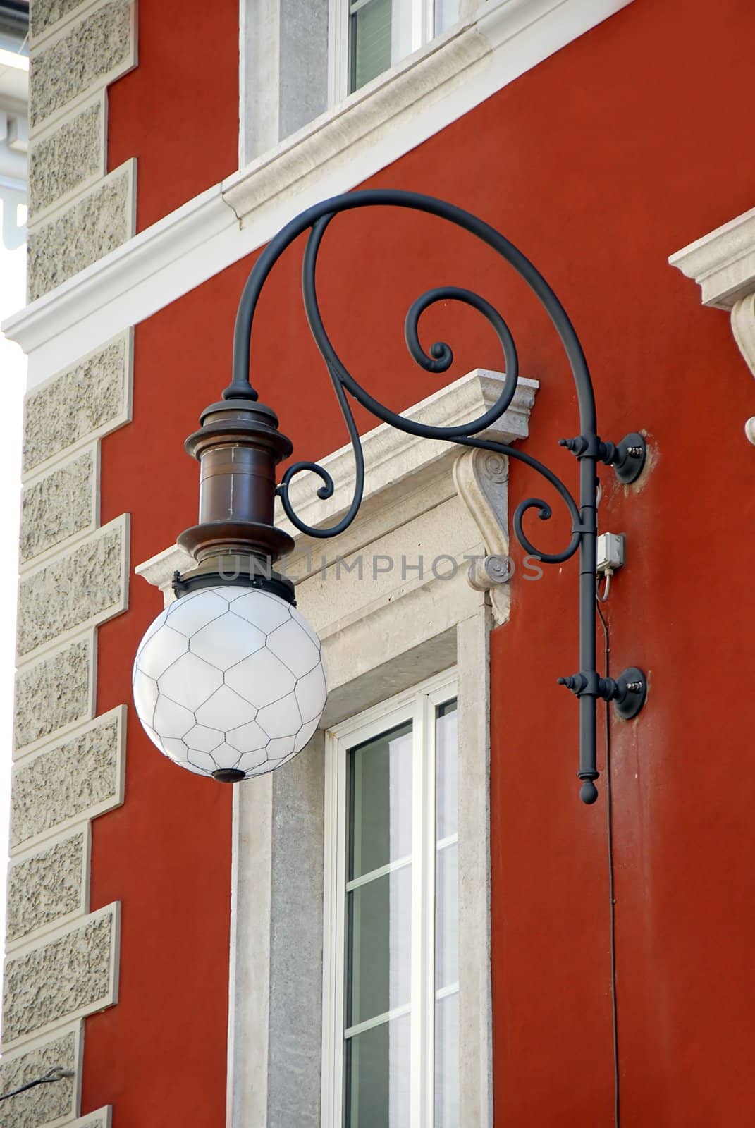 architecture detail, street lamp in Trieste, Italy