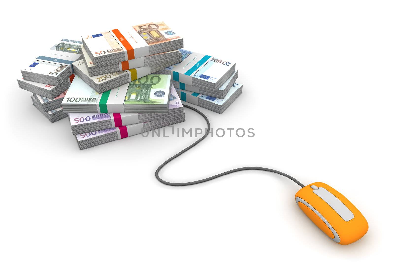 Online Cash - Orange Mouse and Euro Cash Packets by PixBox