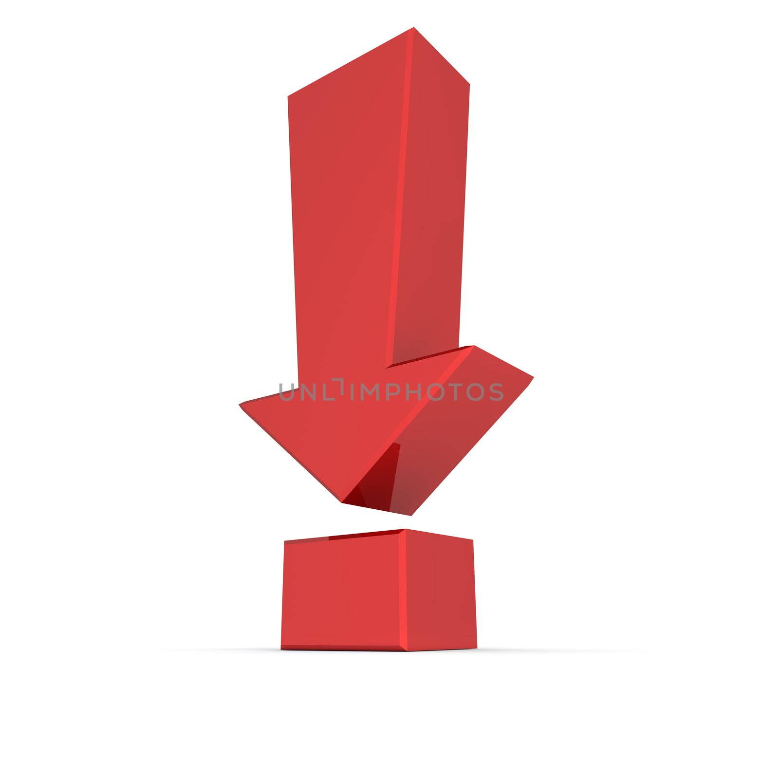 Shiny Red Exclamation Mark Symbol - Arrow Down by PixBox