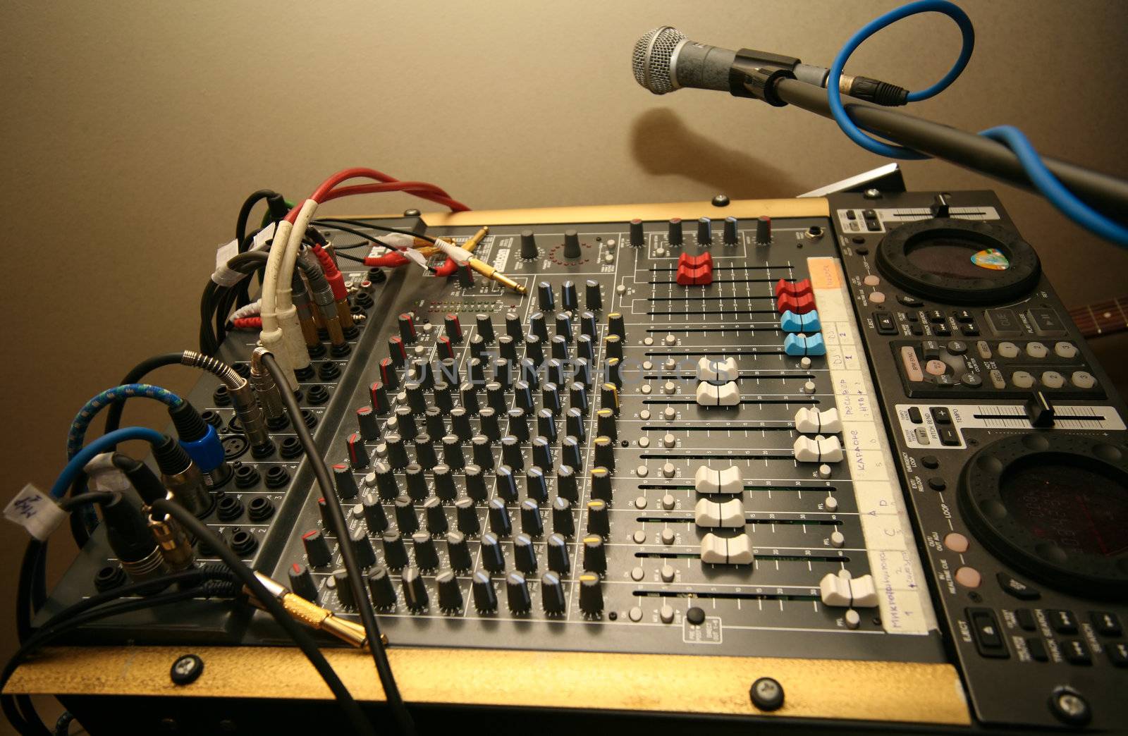 The musical board and microphone