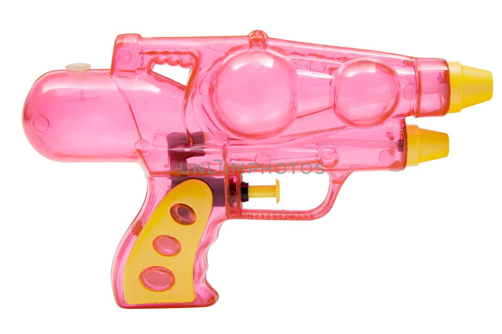 Plastic water pistol isolated on a white background.