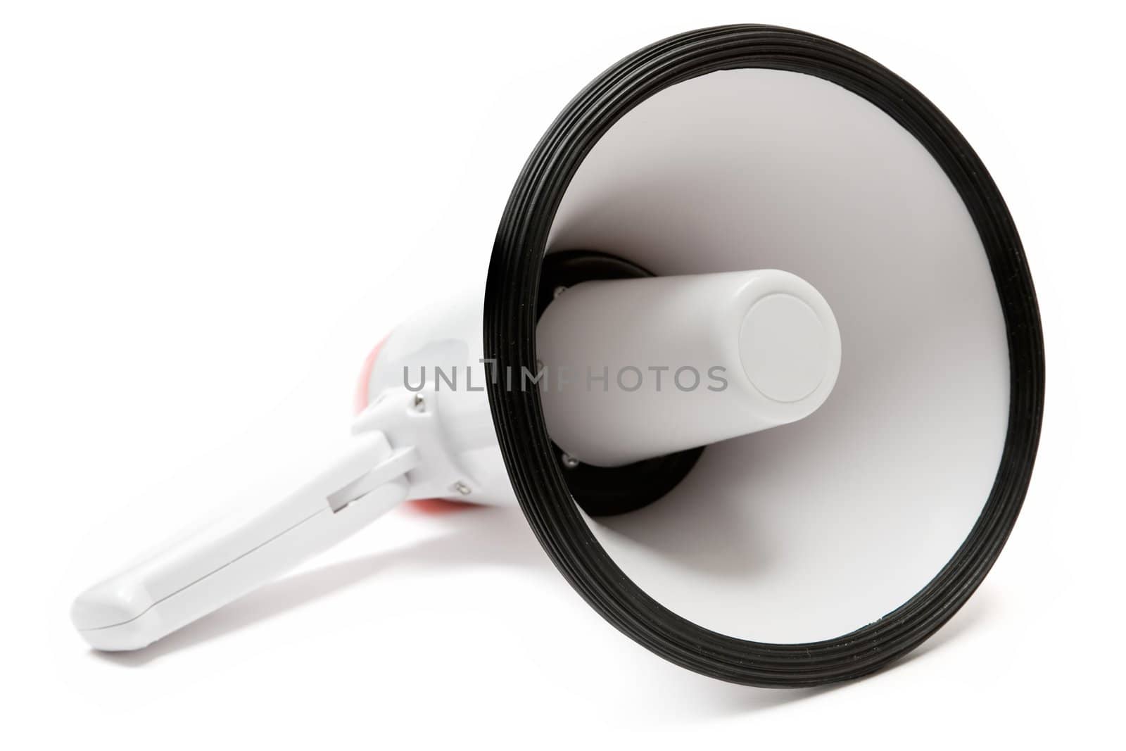 Lying megaphone. White background.