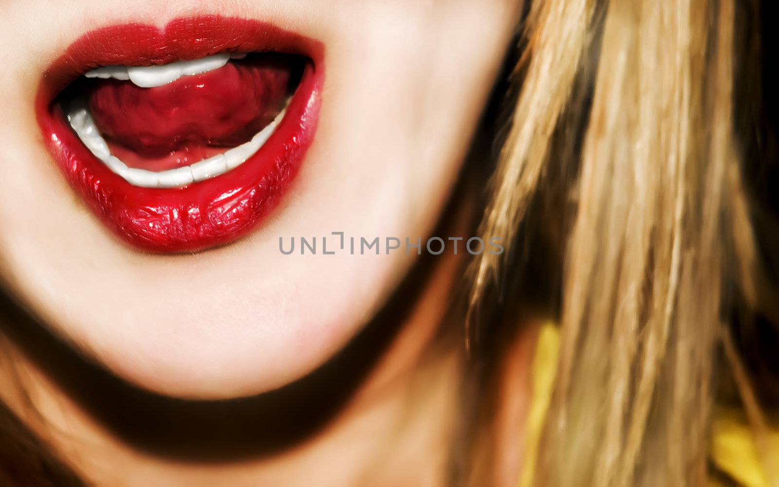 Detail of beautiful luscious lips on a female model