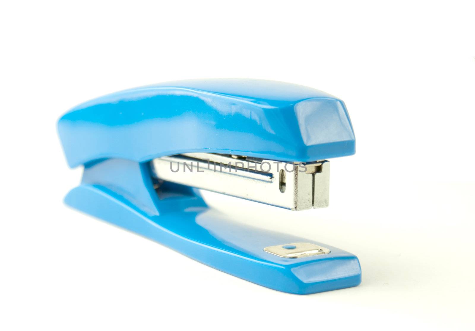 Blue stapler isolated on the white background