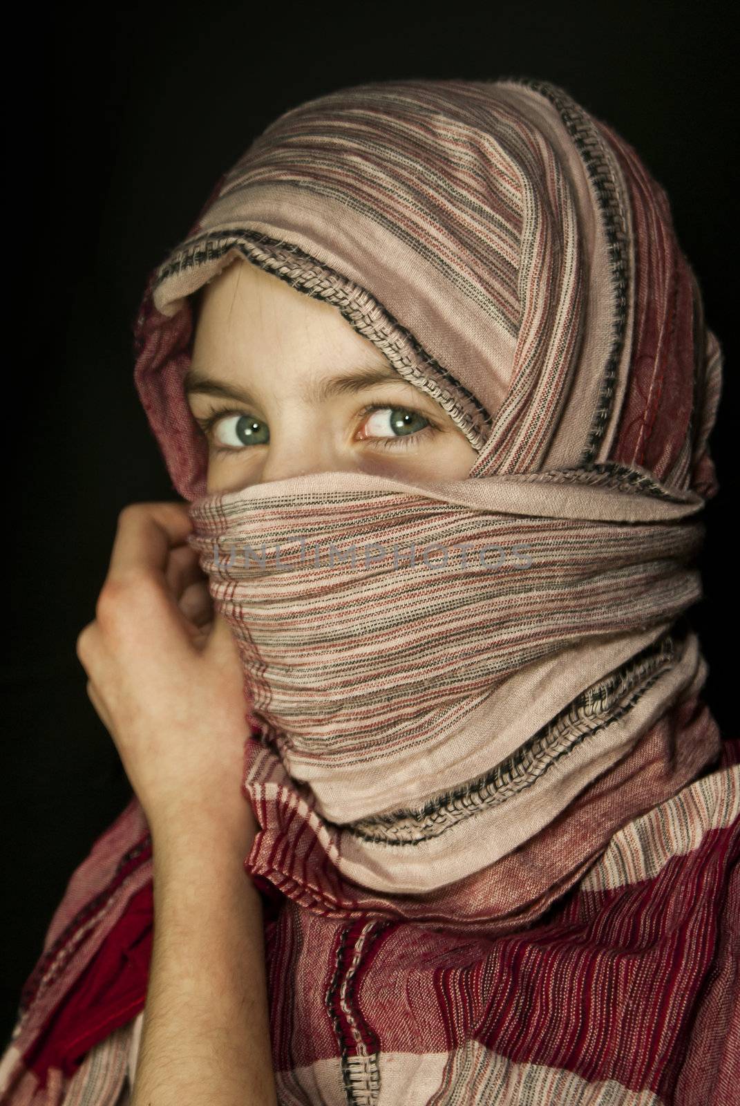 Little girl muffled in a shawl