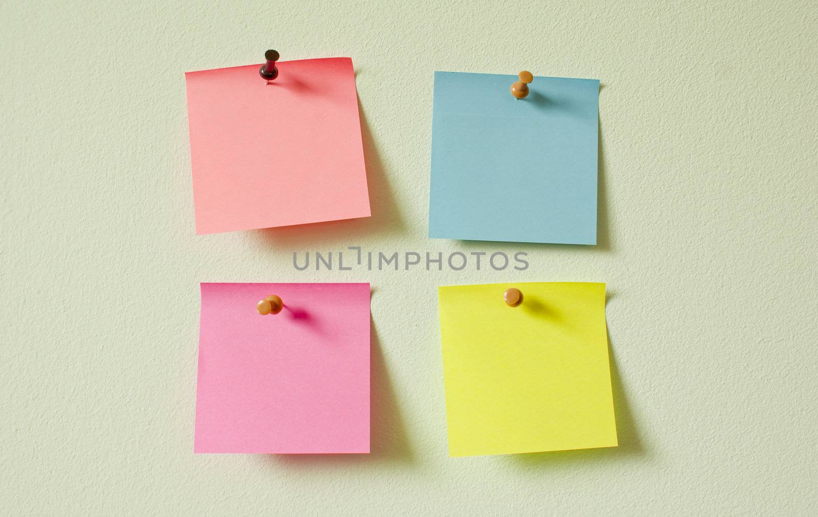 Four color notes attached on the wall by AndreyKr