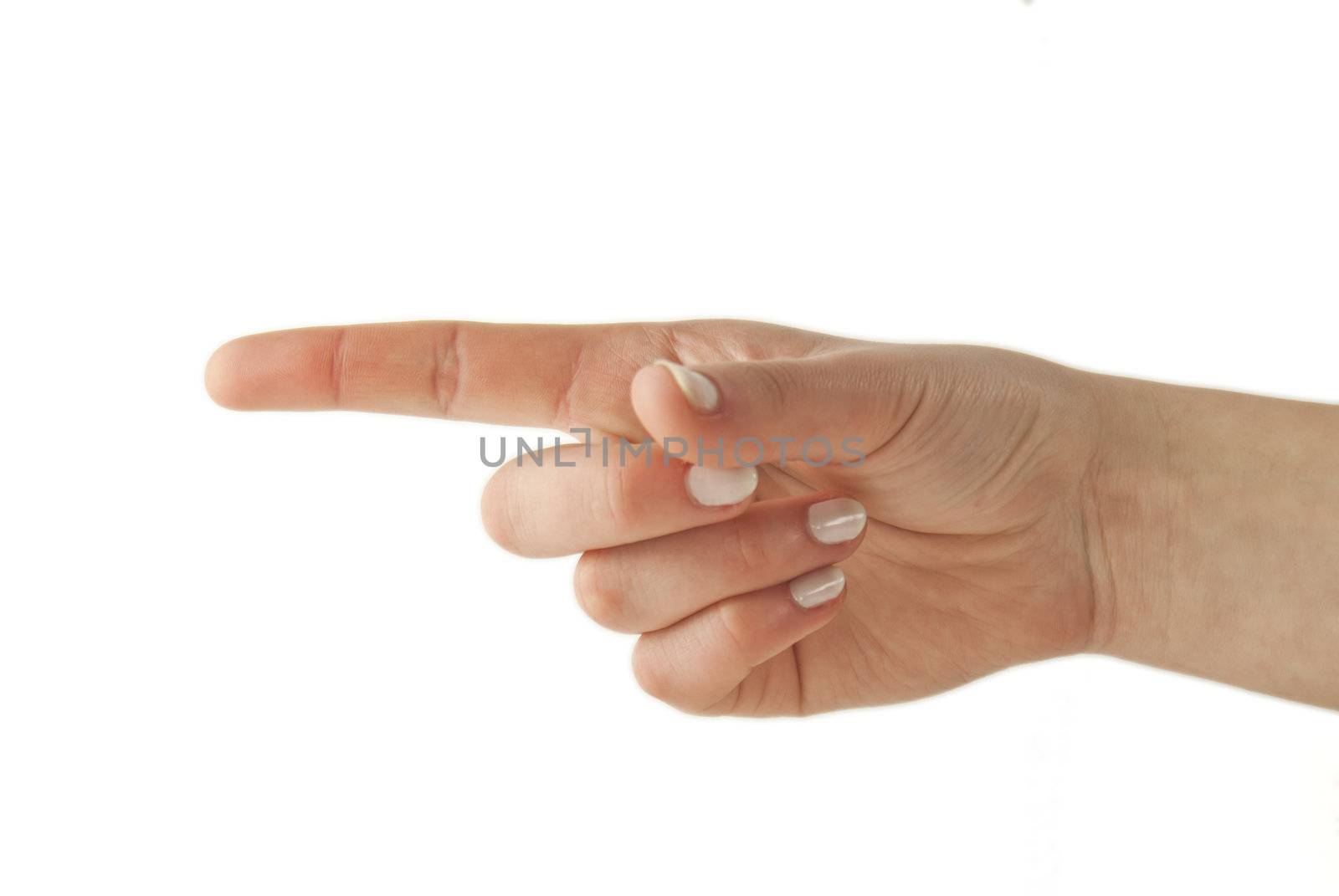 Woman gesturing direction with her hand