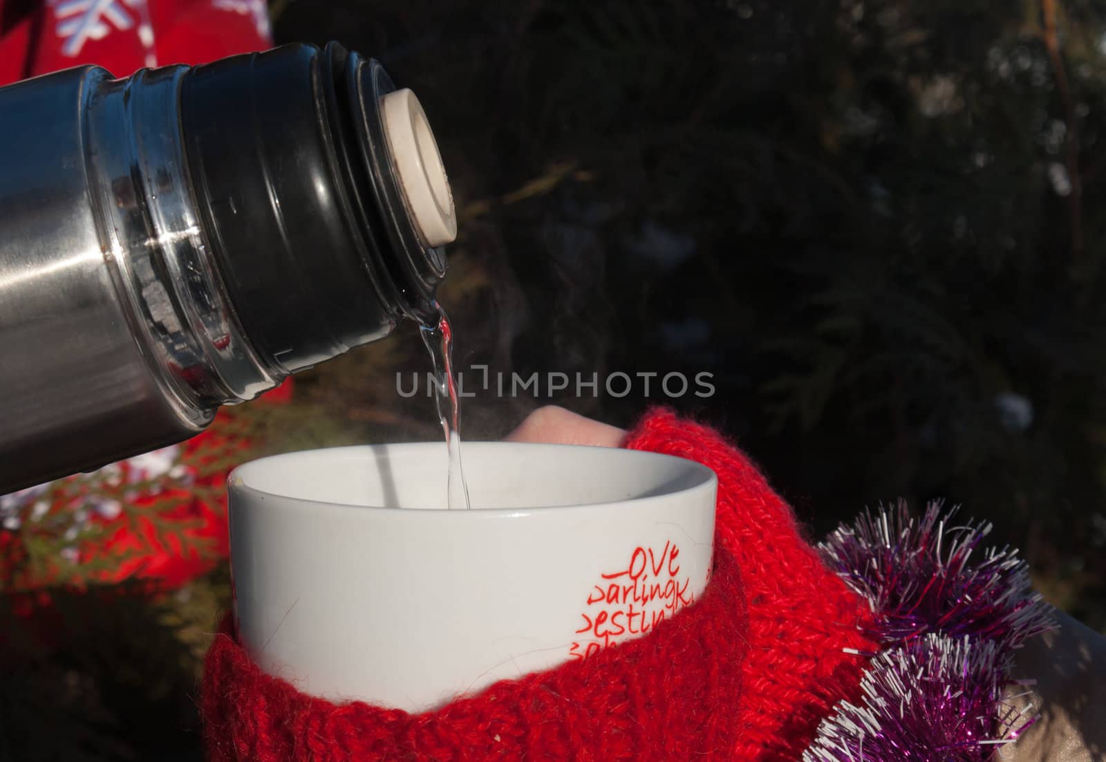 Cup with hot drink by AndreyKr