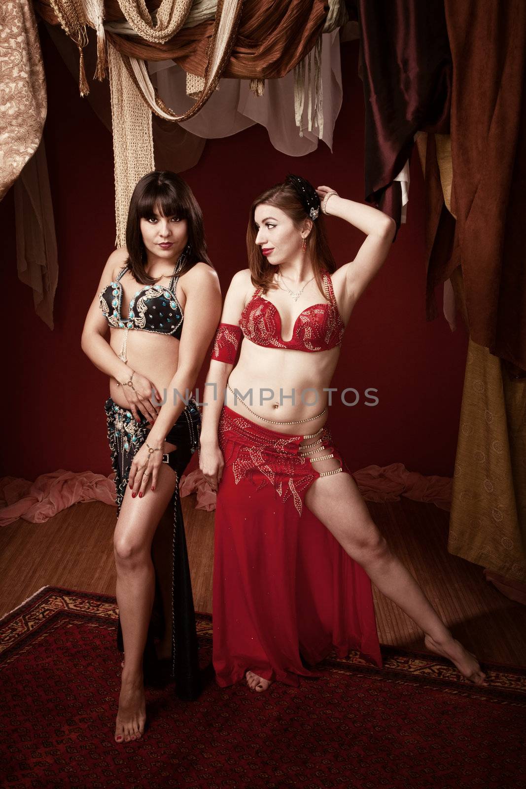 Gorgeous Latina and Caucasian Belly Dancers with beautiful legs