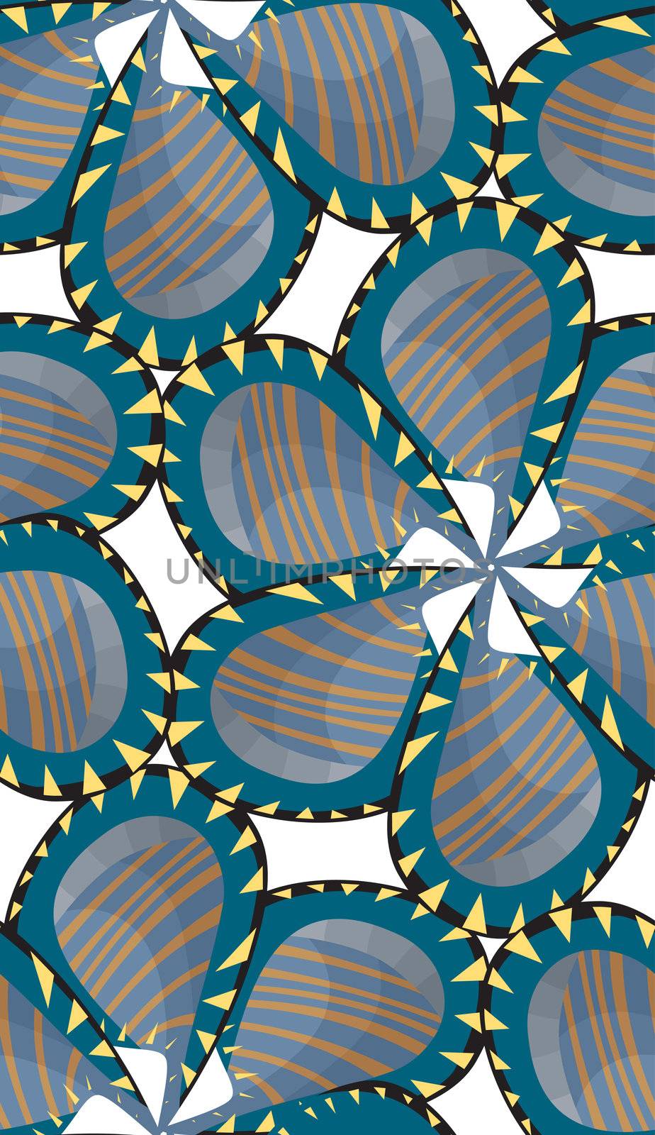 Seamless striped and jagged edge pinwheel flower pattern