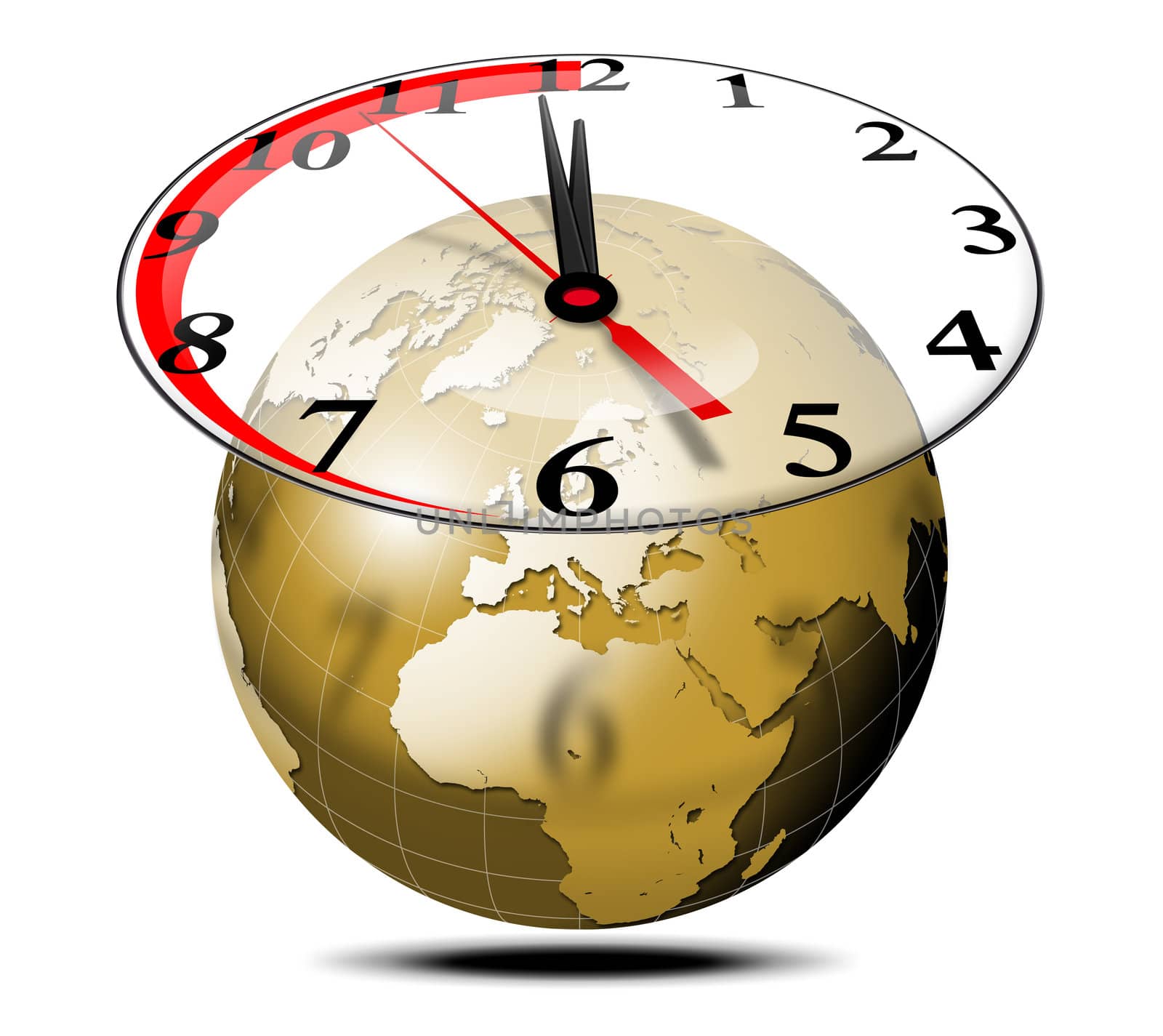 Golden globe with transparent clock