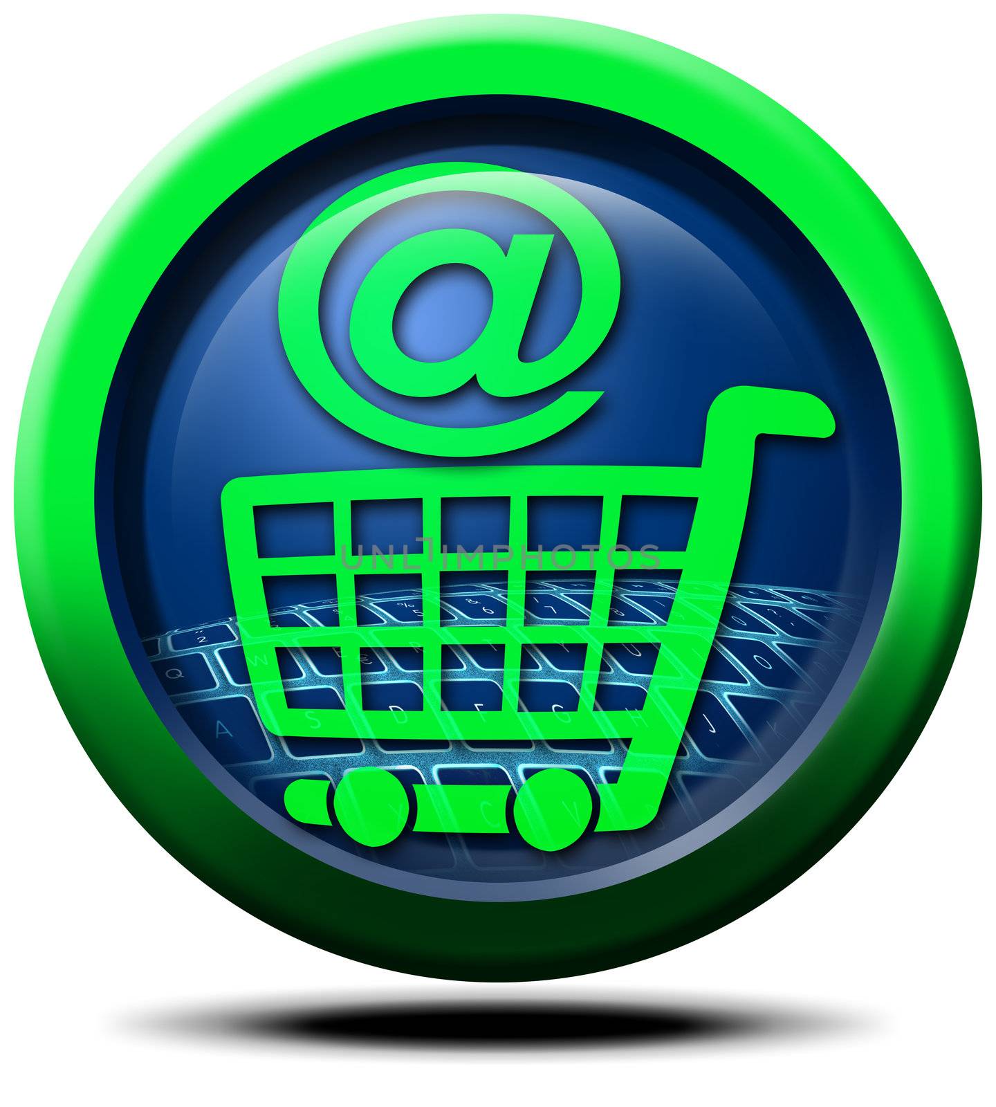 Pulsating icon with symbol internet and cart of the expense