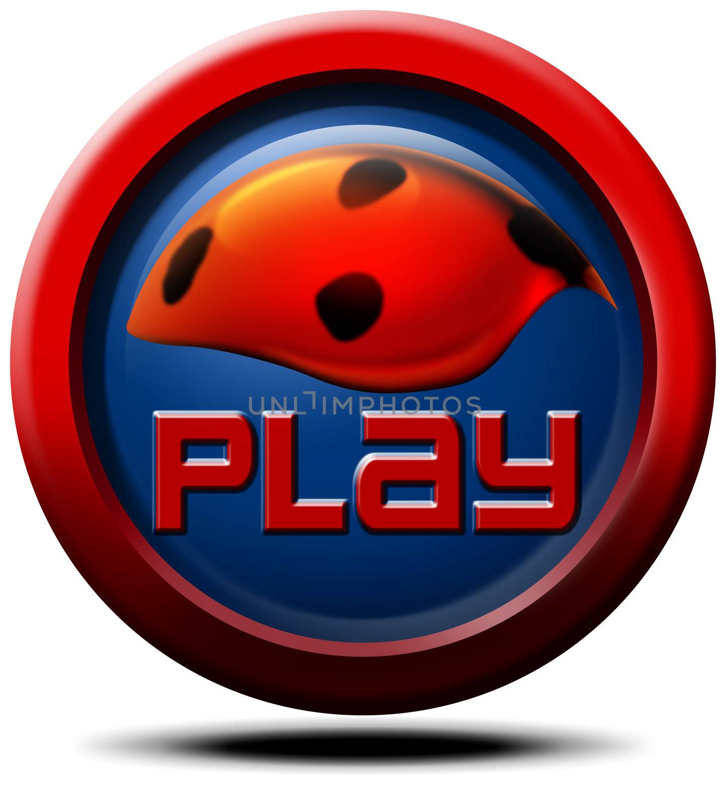 Icon button with text play and lucky ladybug