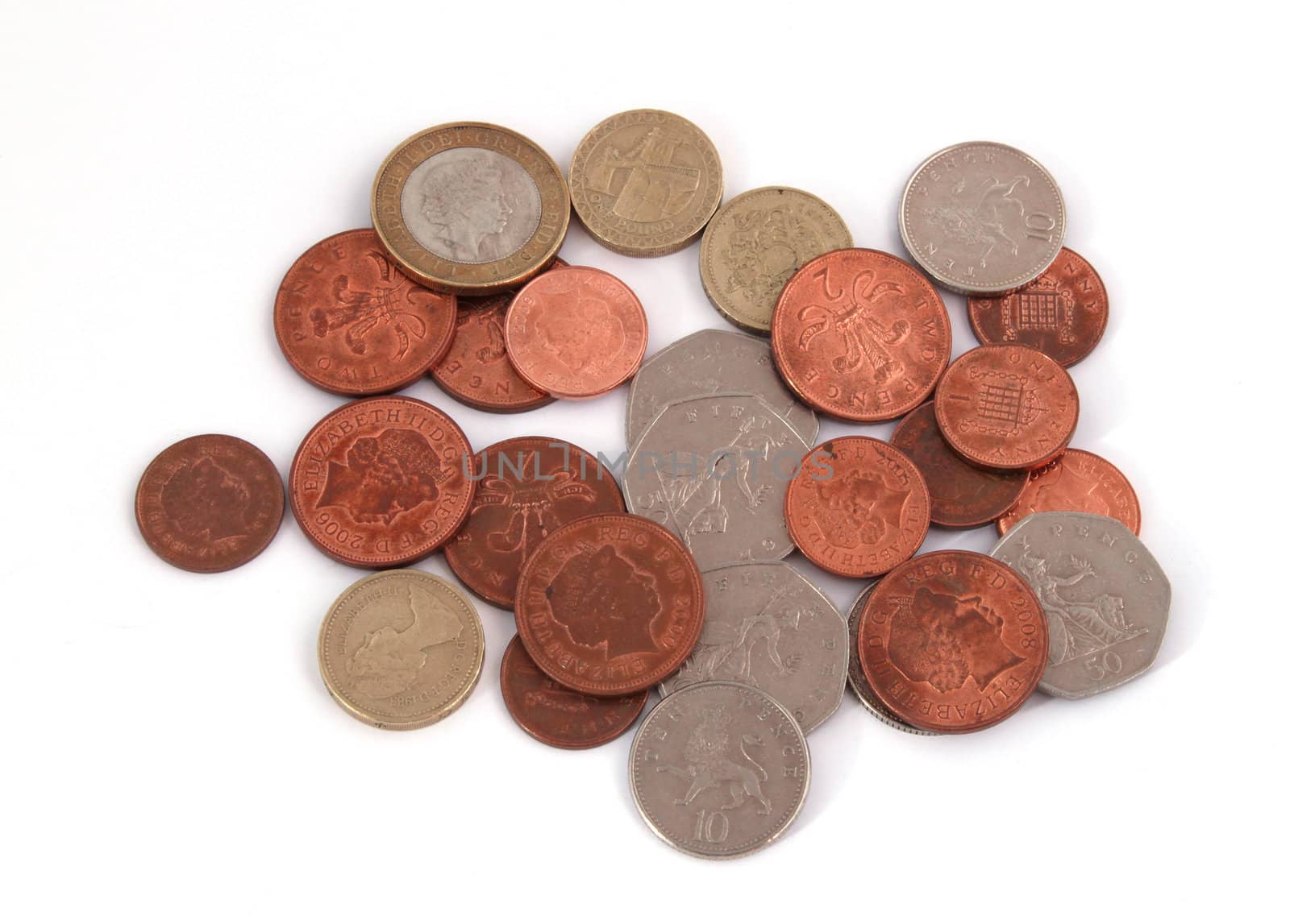 British (uk) currency on a plain background