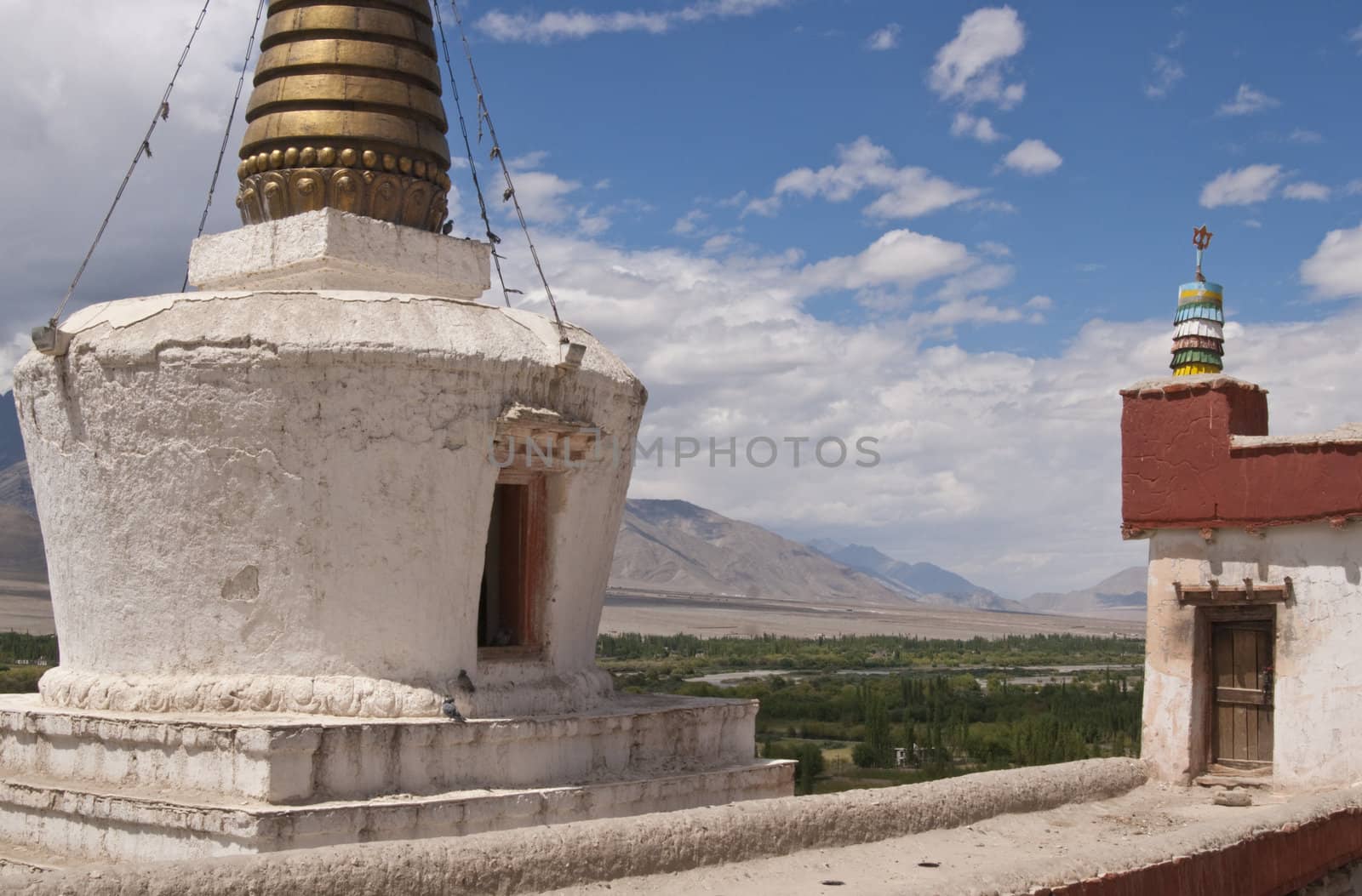 Buddhist temple and stupa at Shey monastery, Ladakh, India