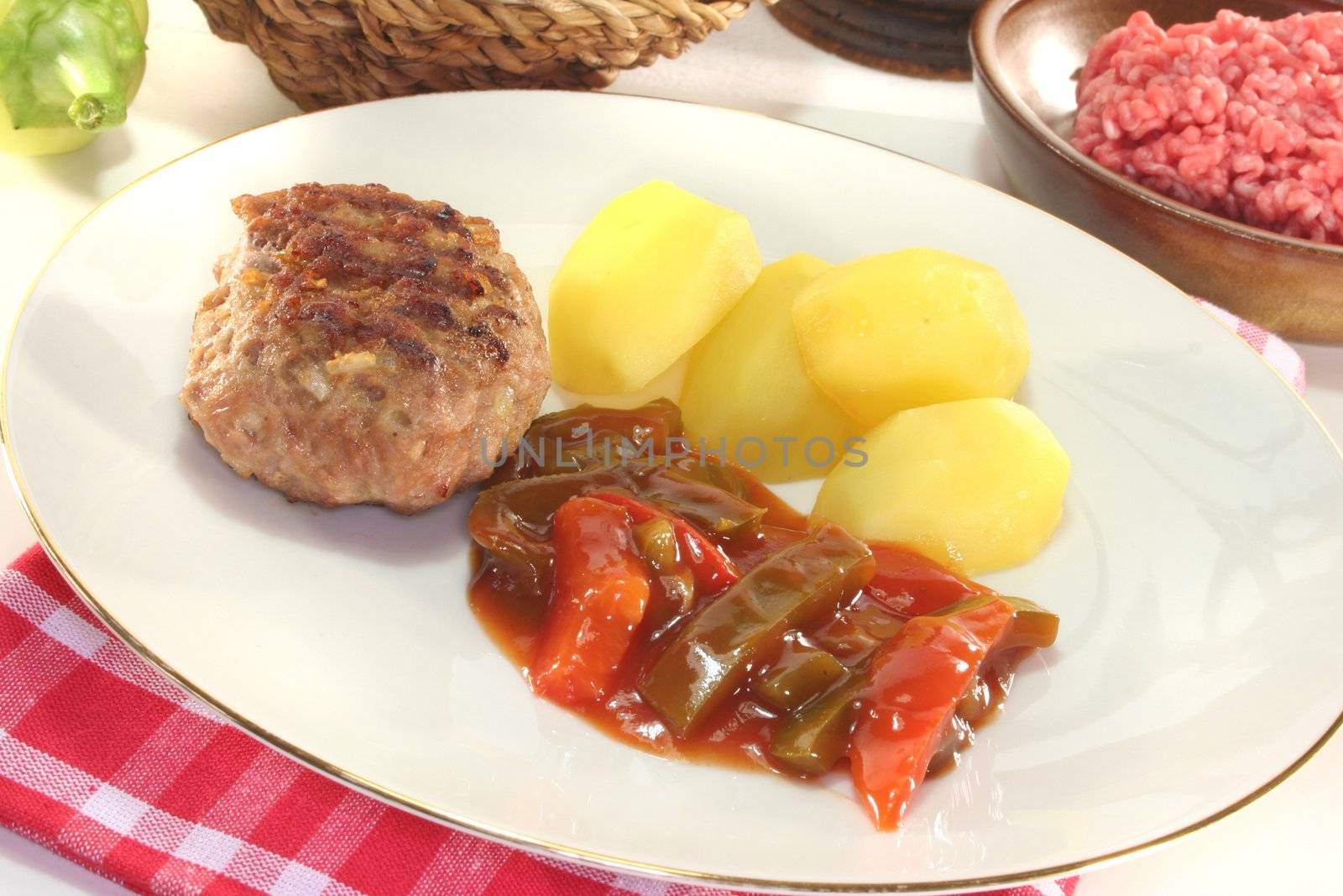 fried meatballs with Ratatouille and fresh potatoes