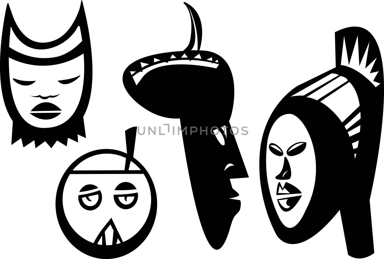 Four Sudanese Masks by TheBlackRhino