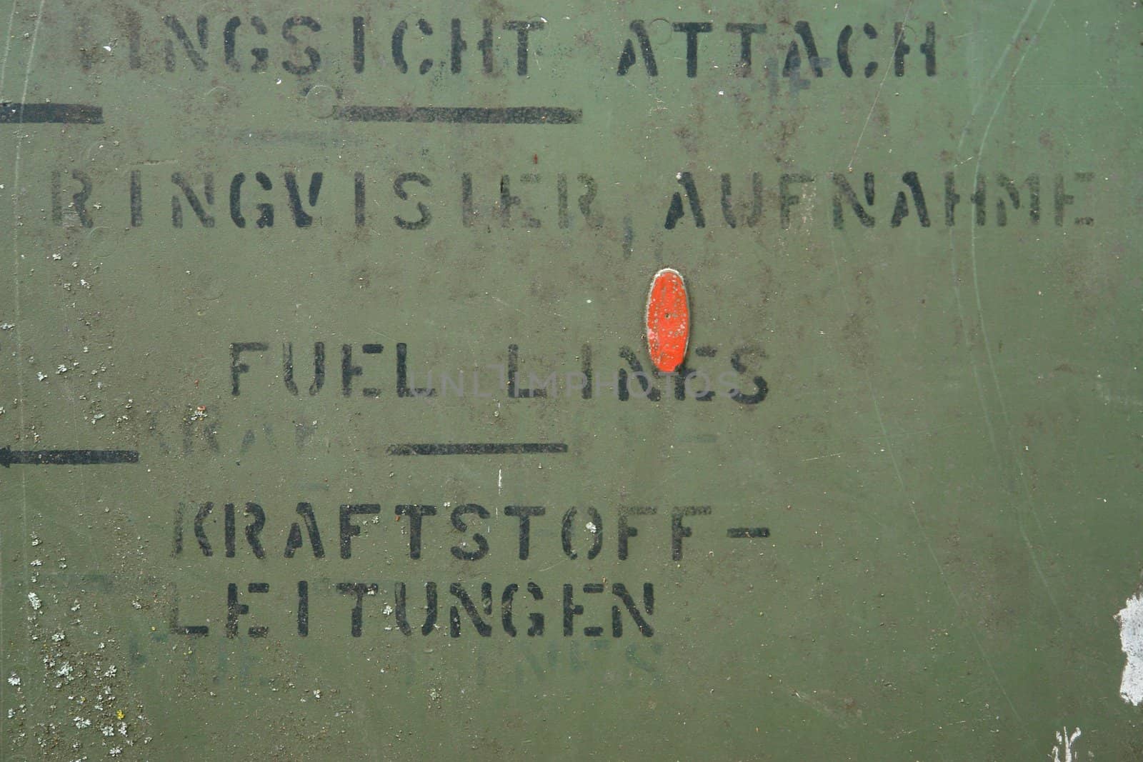 Detail of an old grungy military aircraft!.NO COPYRIGHT ISSUE!!!! ONLY INSTRUCTIONS IN ENGLISH AND GERMAN!!!............