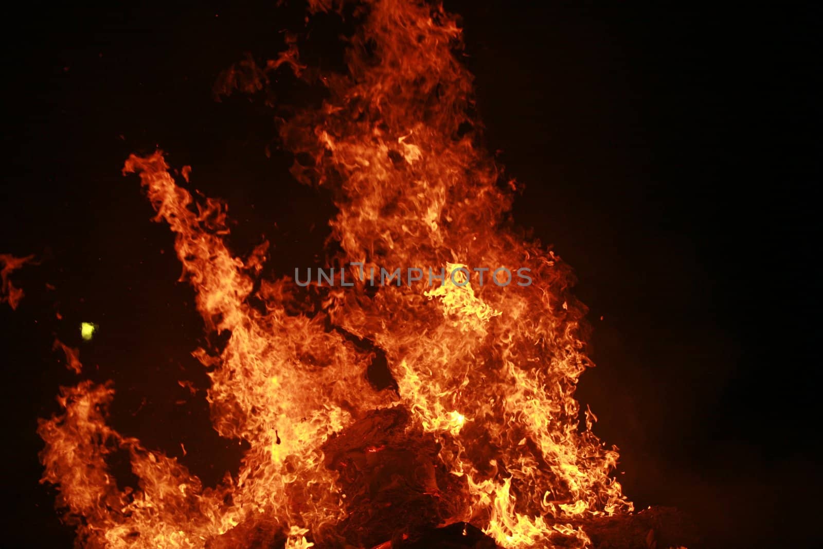 close-up of a big wooden fire............