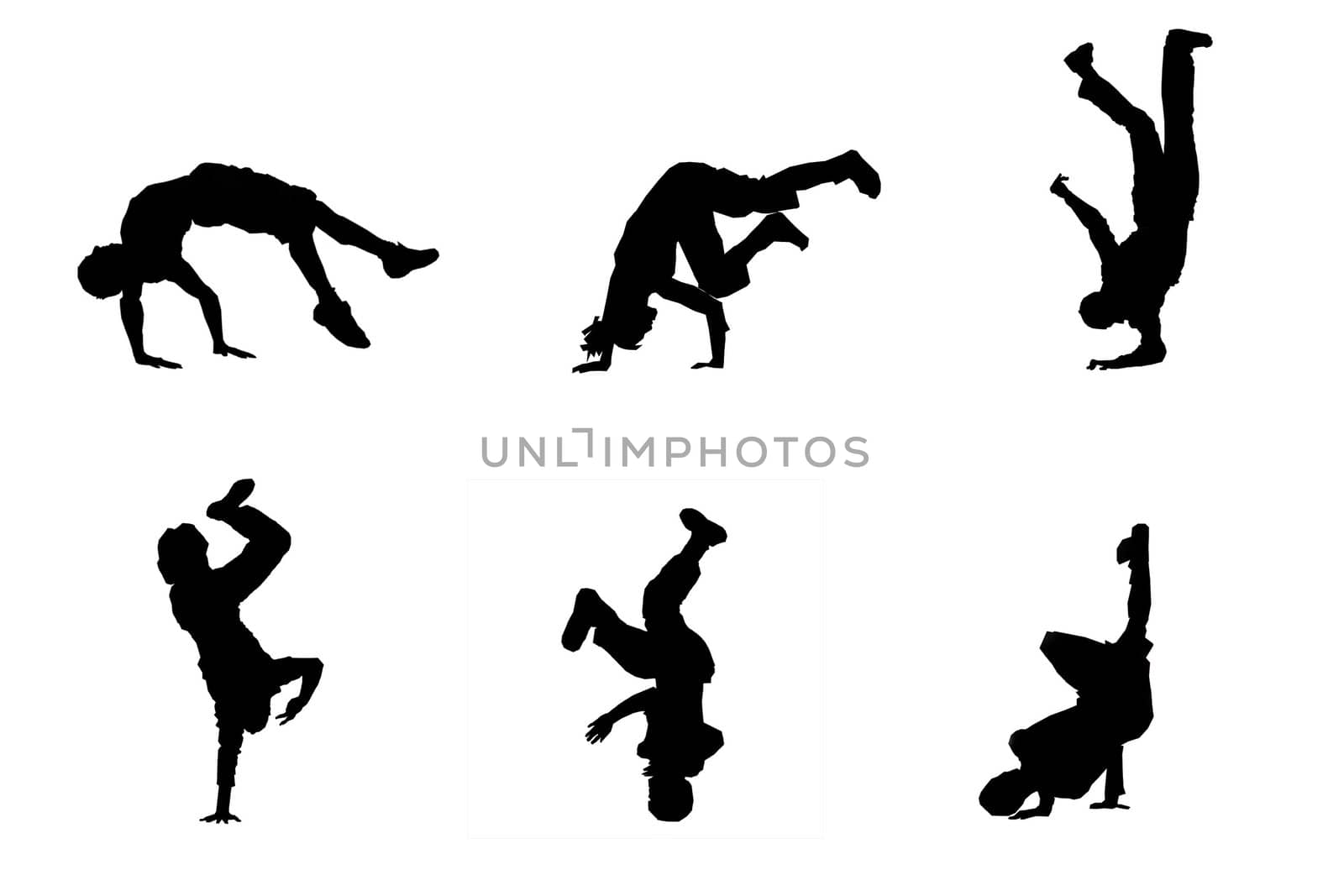 6 silhouettes hip hop dancers by JASCKAL