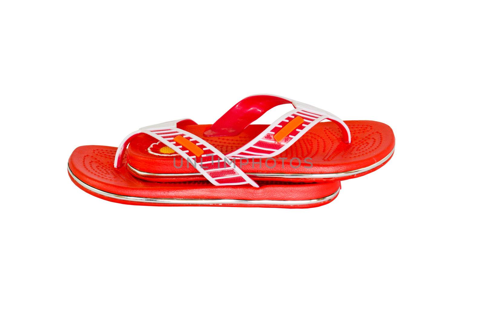 Orange flip-flops  on a white background