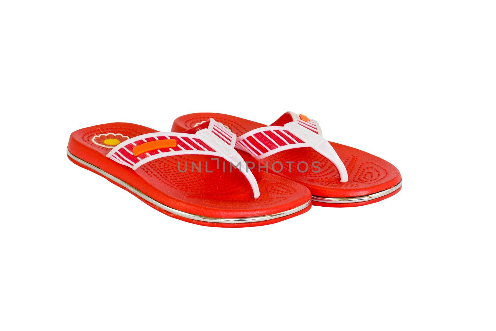 Orange flip-flops  on a white background