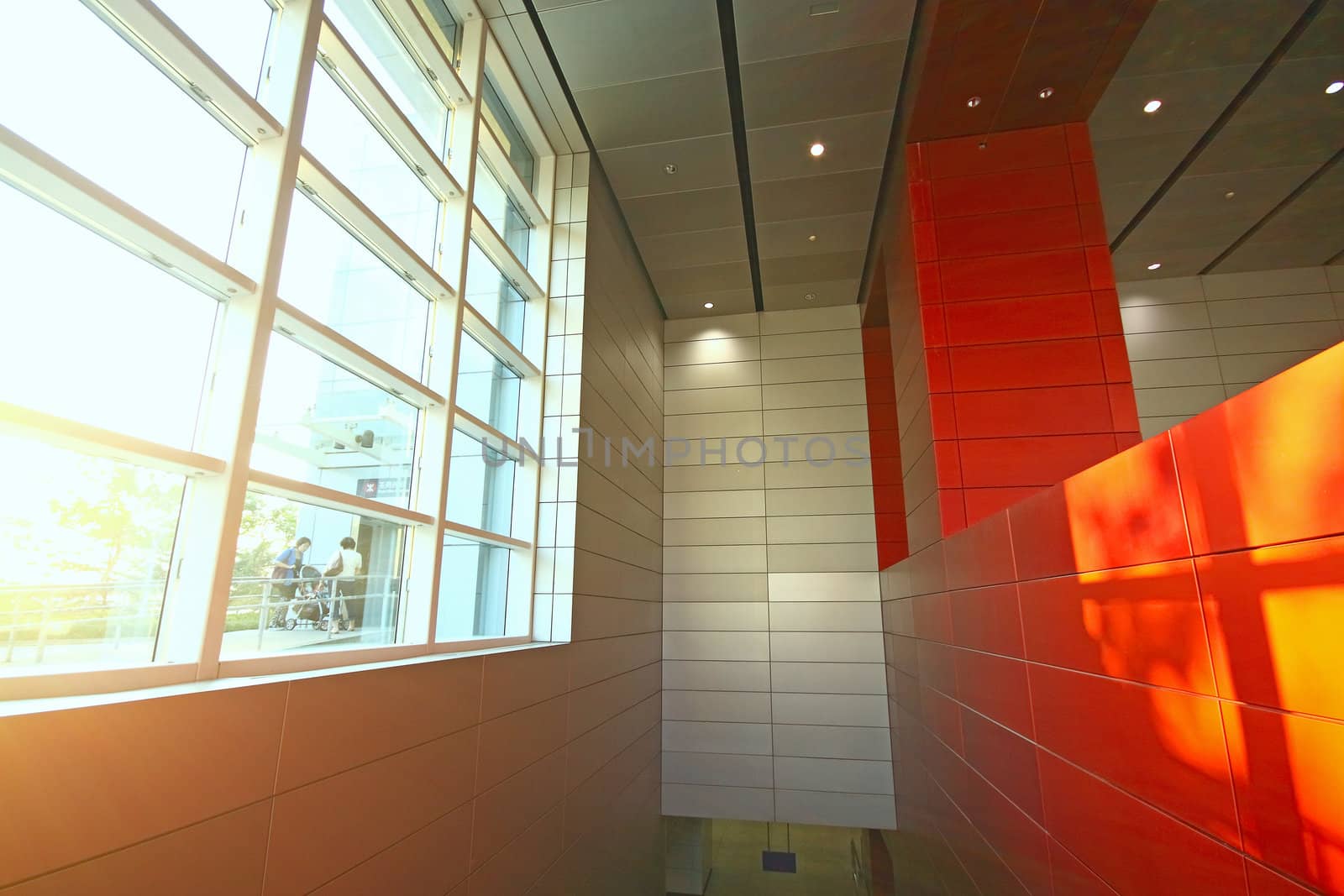 modern building and red metal wall indoor