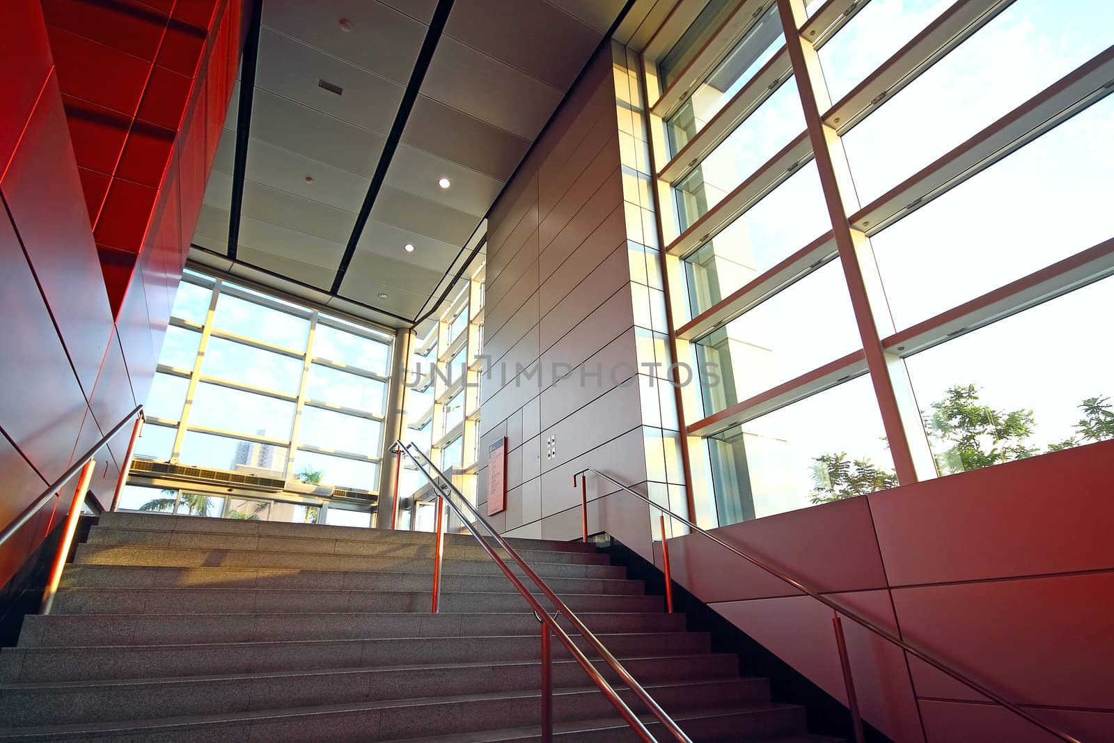 modern building and red metal wall indoor