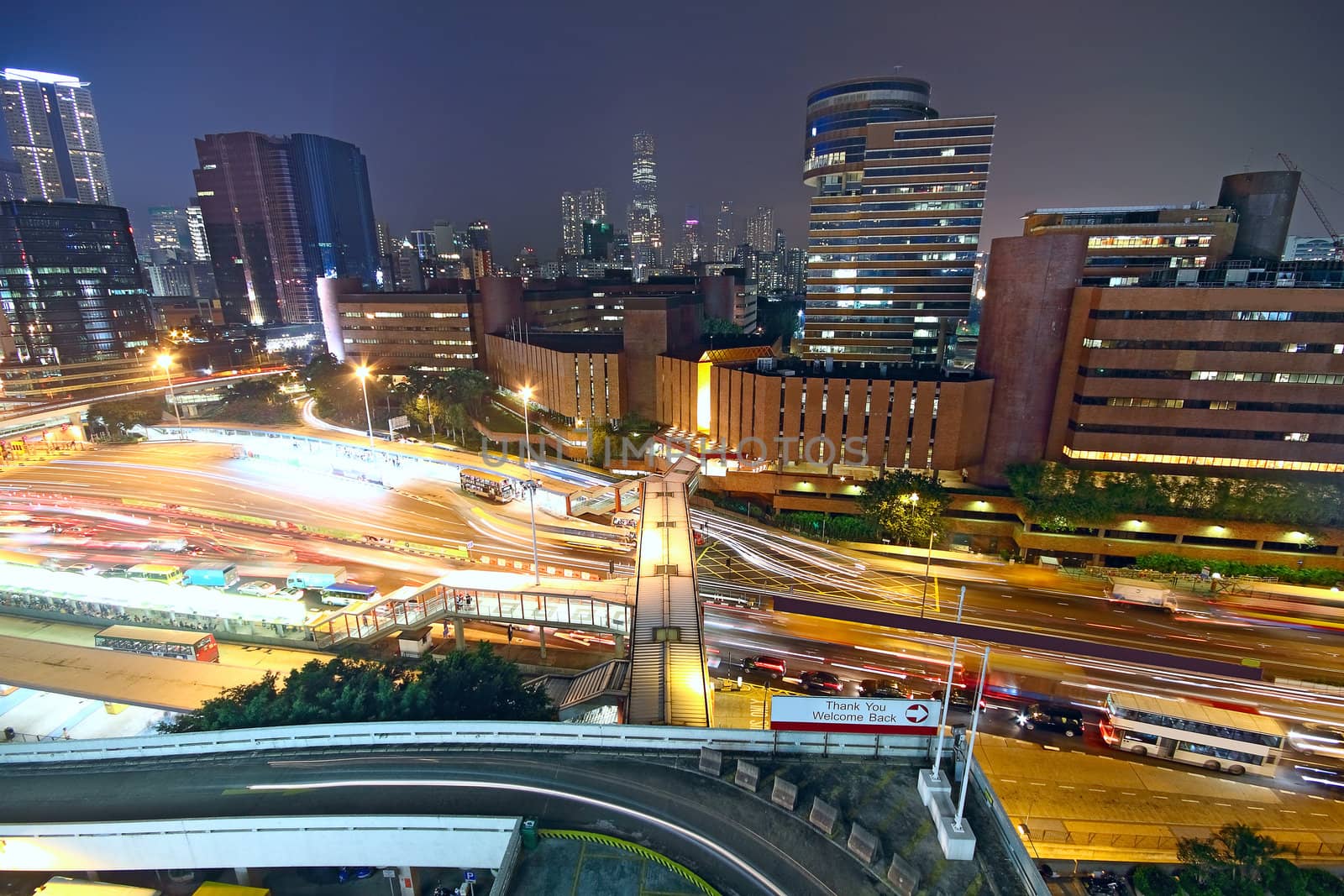City of hongkong. Aerial view of Chicago downtown at twilight from high above. 