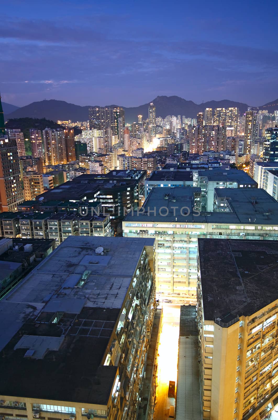 hongkong urban area in sunset moment