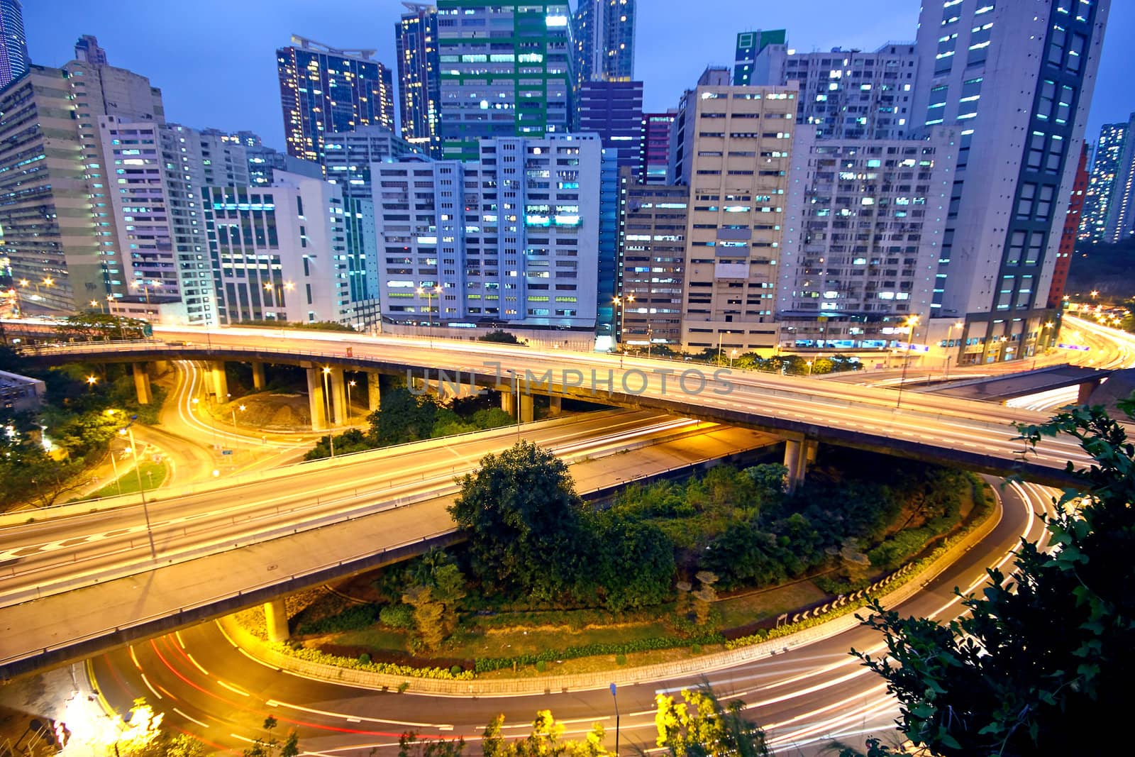urban area dusk, hong kong