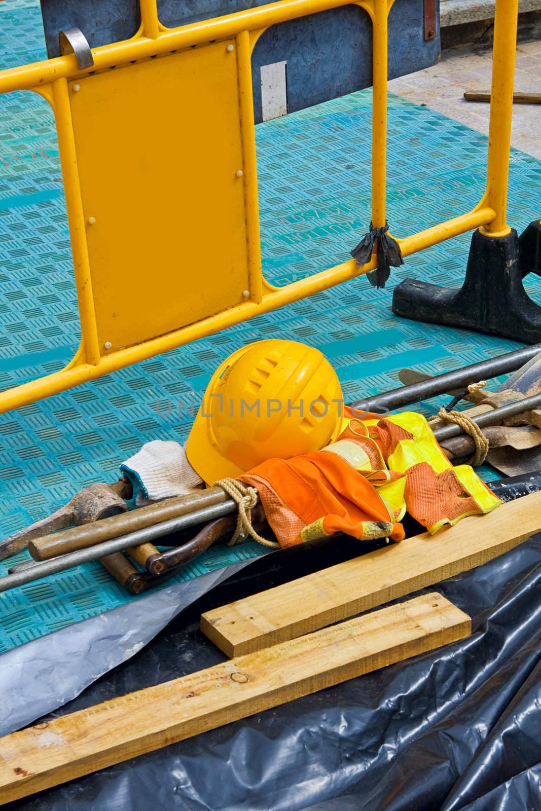 Construction worker supplies close up 