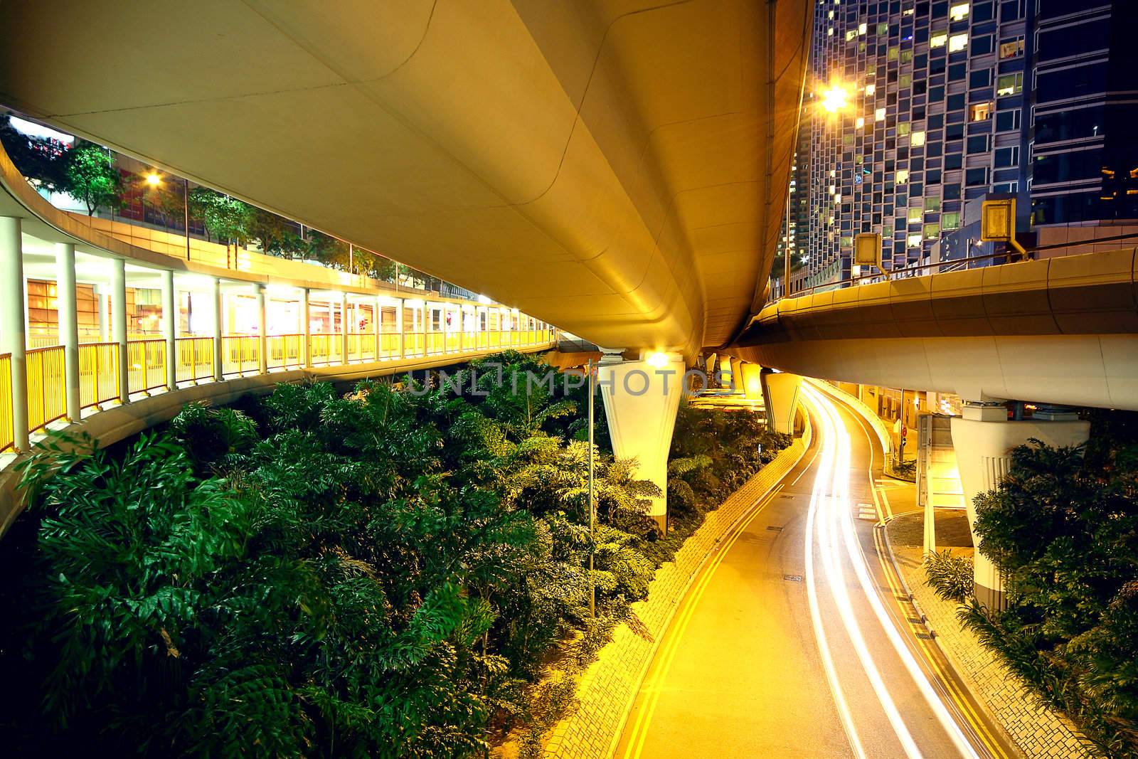 modern urban city , hong kong night