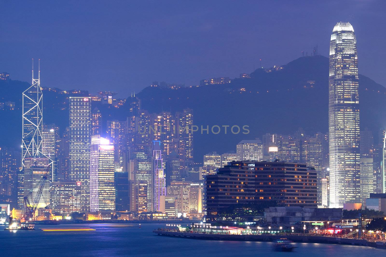 hong kong night , modern city in asia