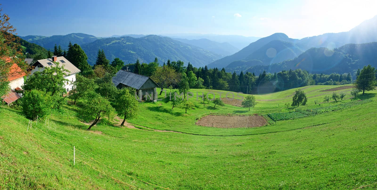 Panorama. High Tatras mountains in Slovakia with mountain lake