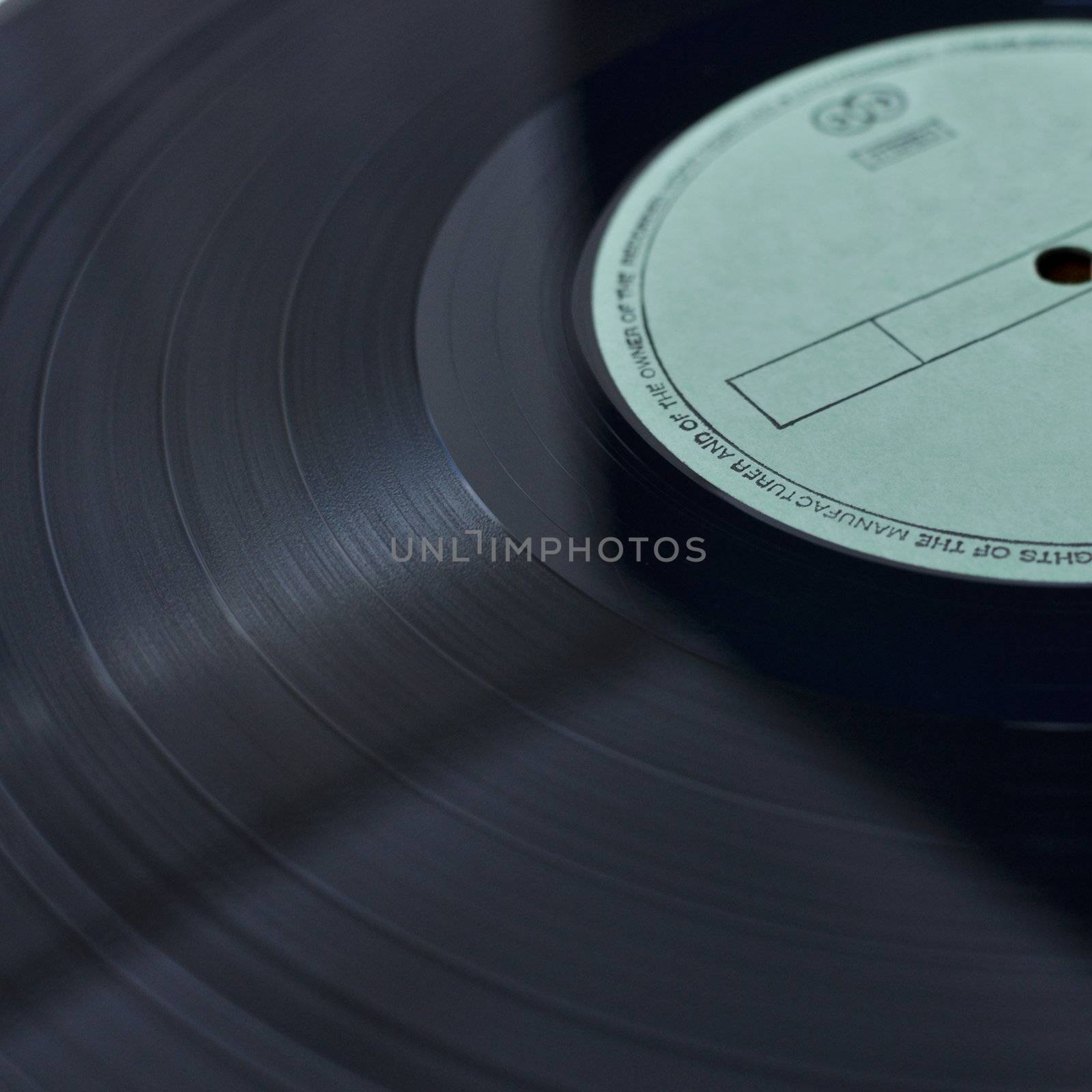 Detail of Vinyl Record With Blank Green Label