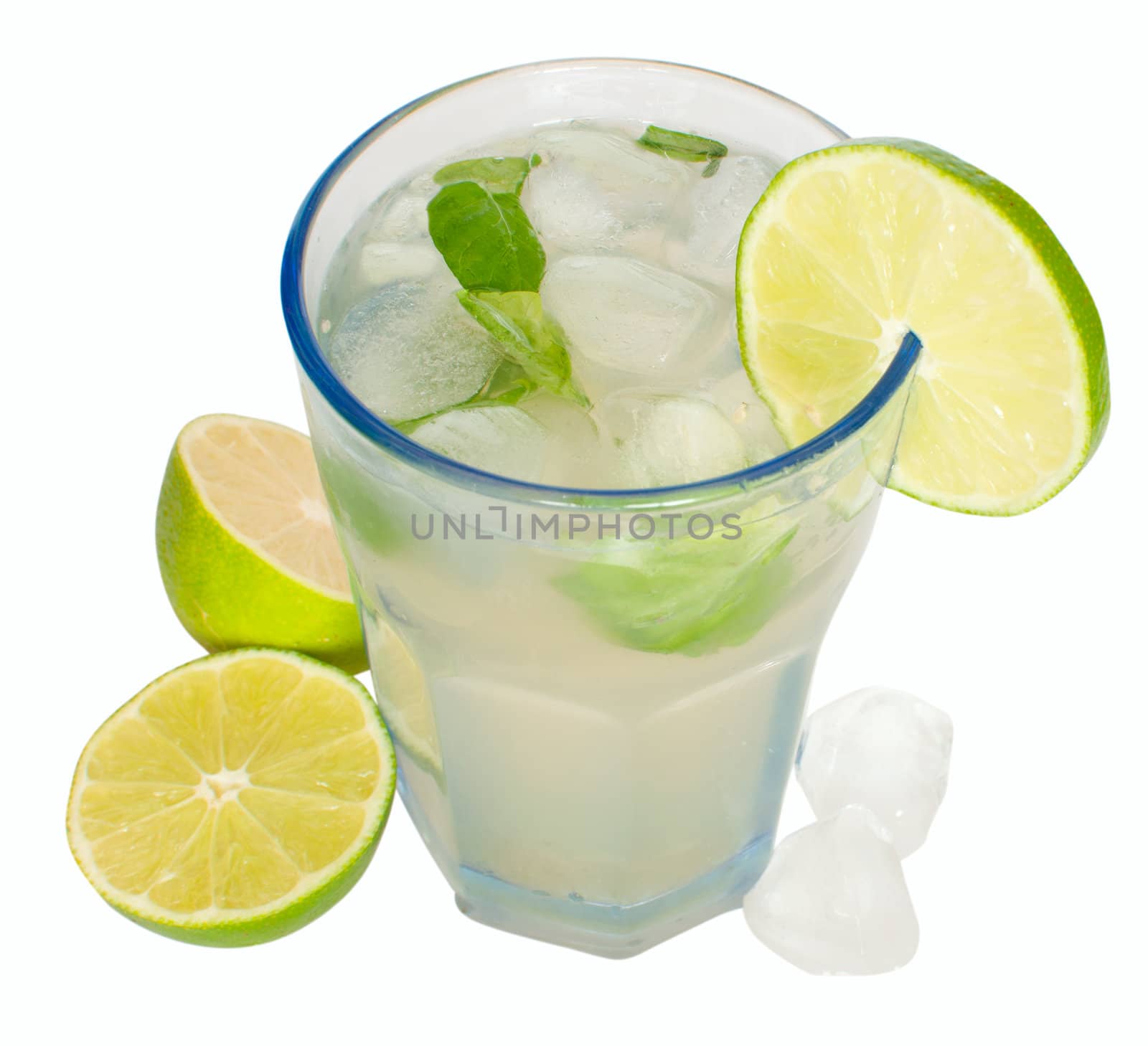 Lime Lemonade With Mint and Ice Cubes - With Clipping Path