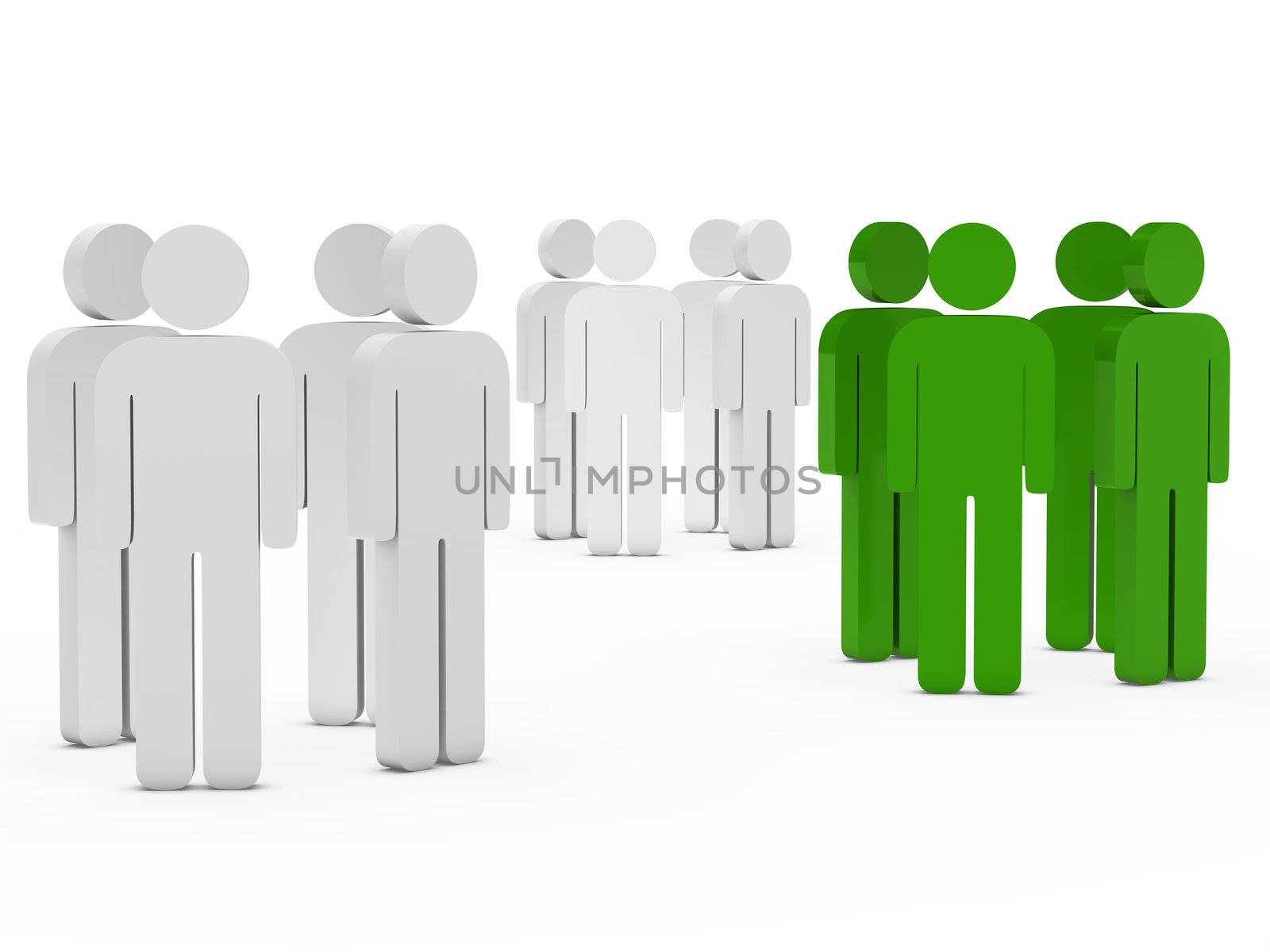 3d business team people group white green