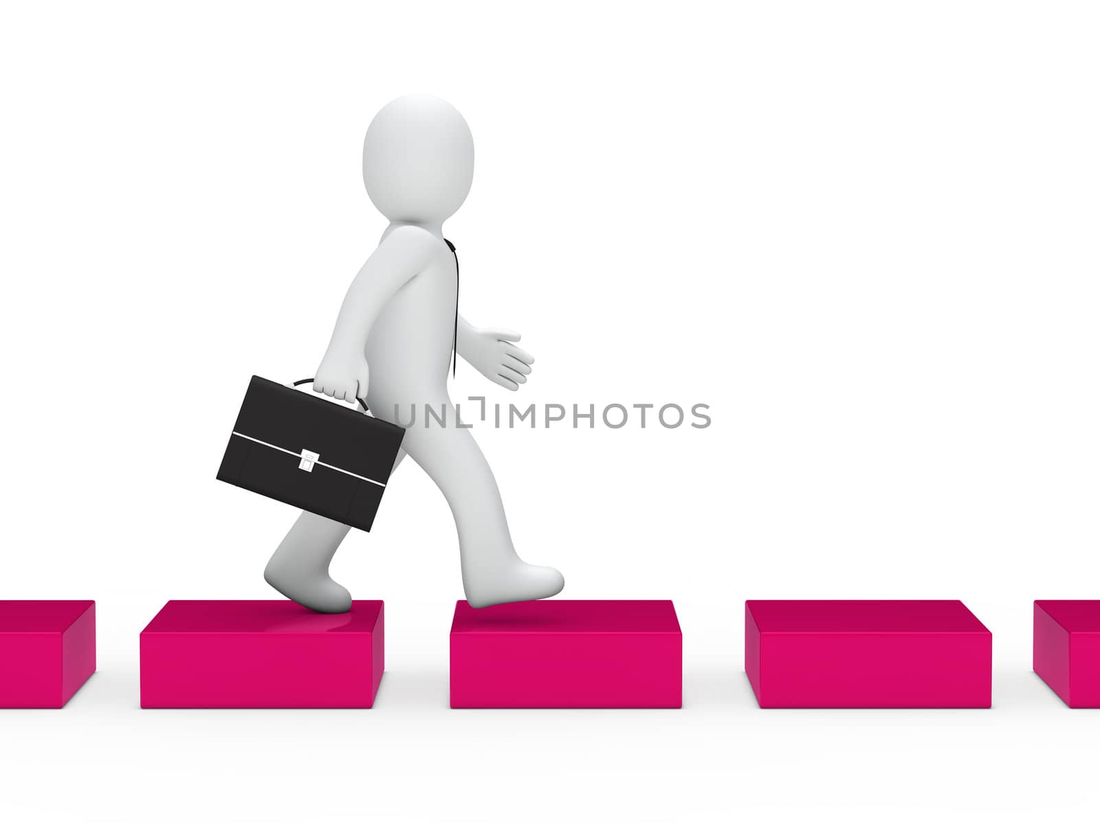 3d business man going pink cube way