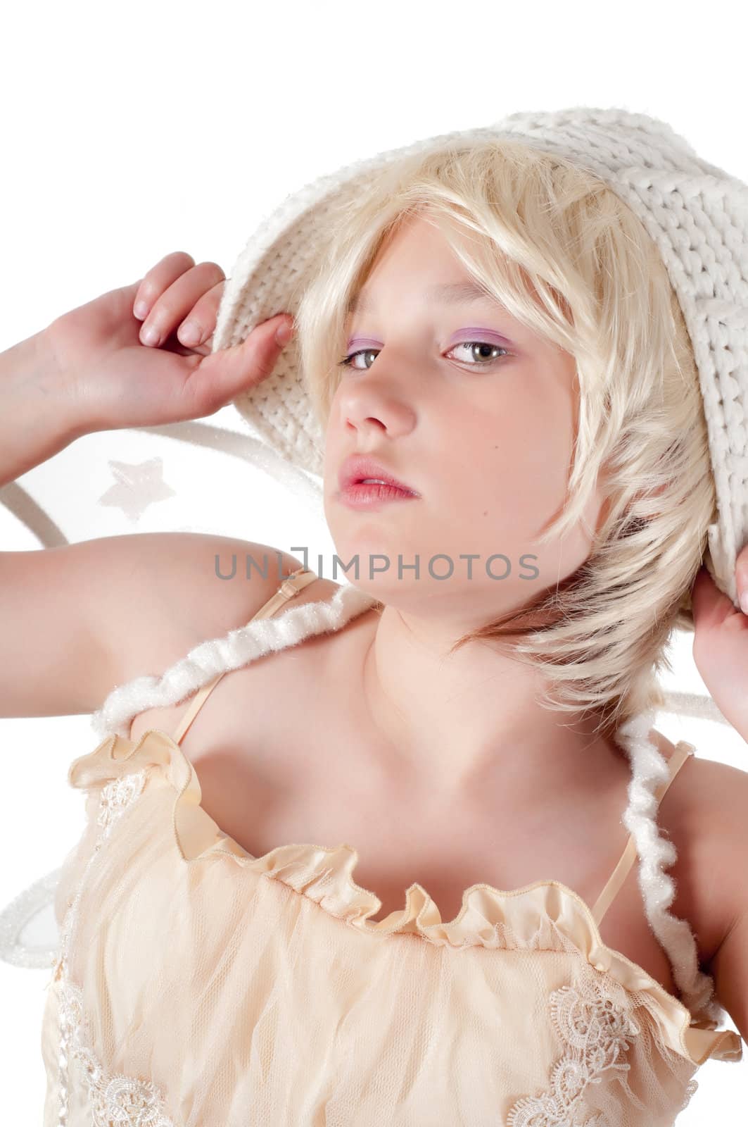 Teenager girl in studio isolated on white