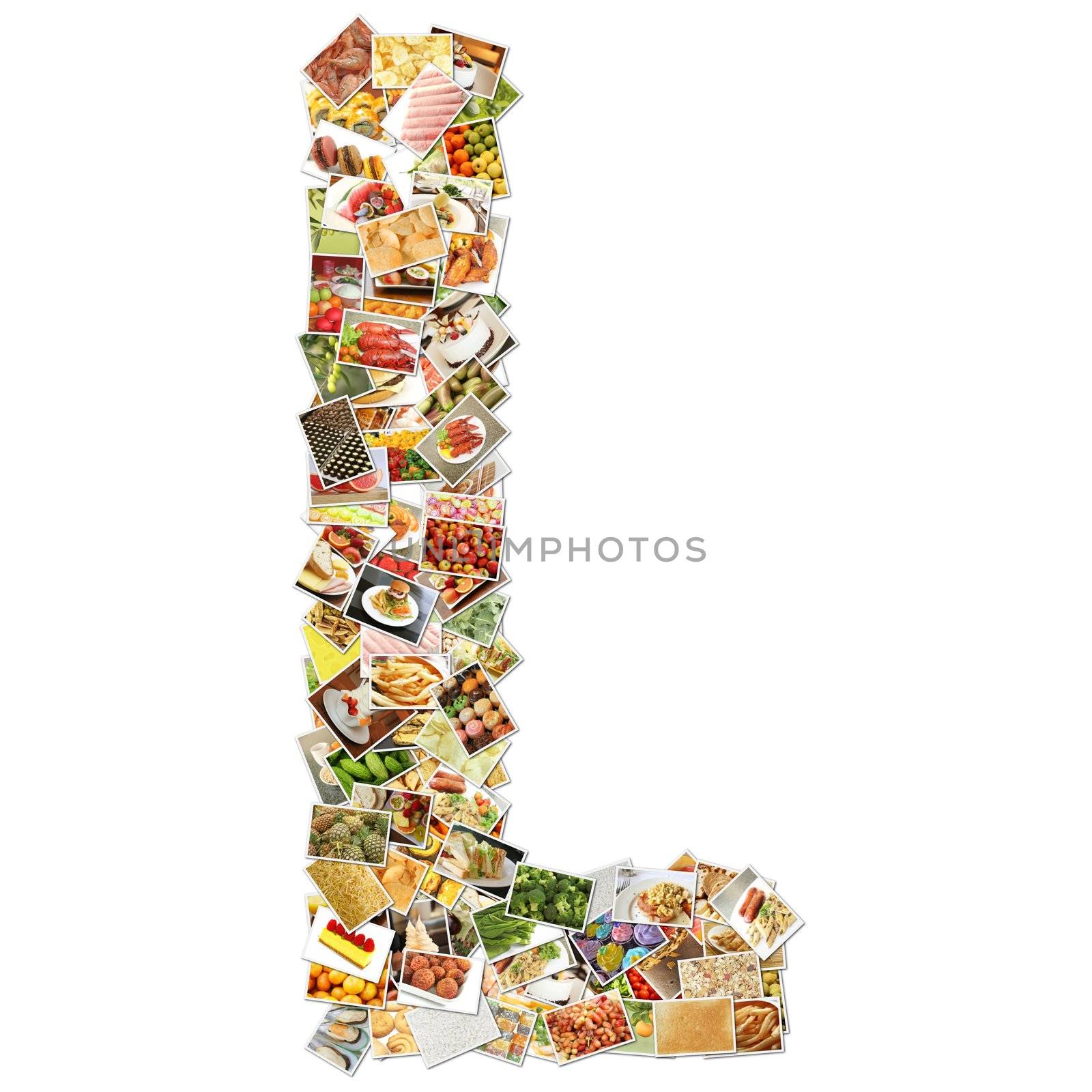 Letter L with Food Collage Concept Art