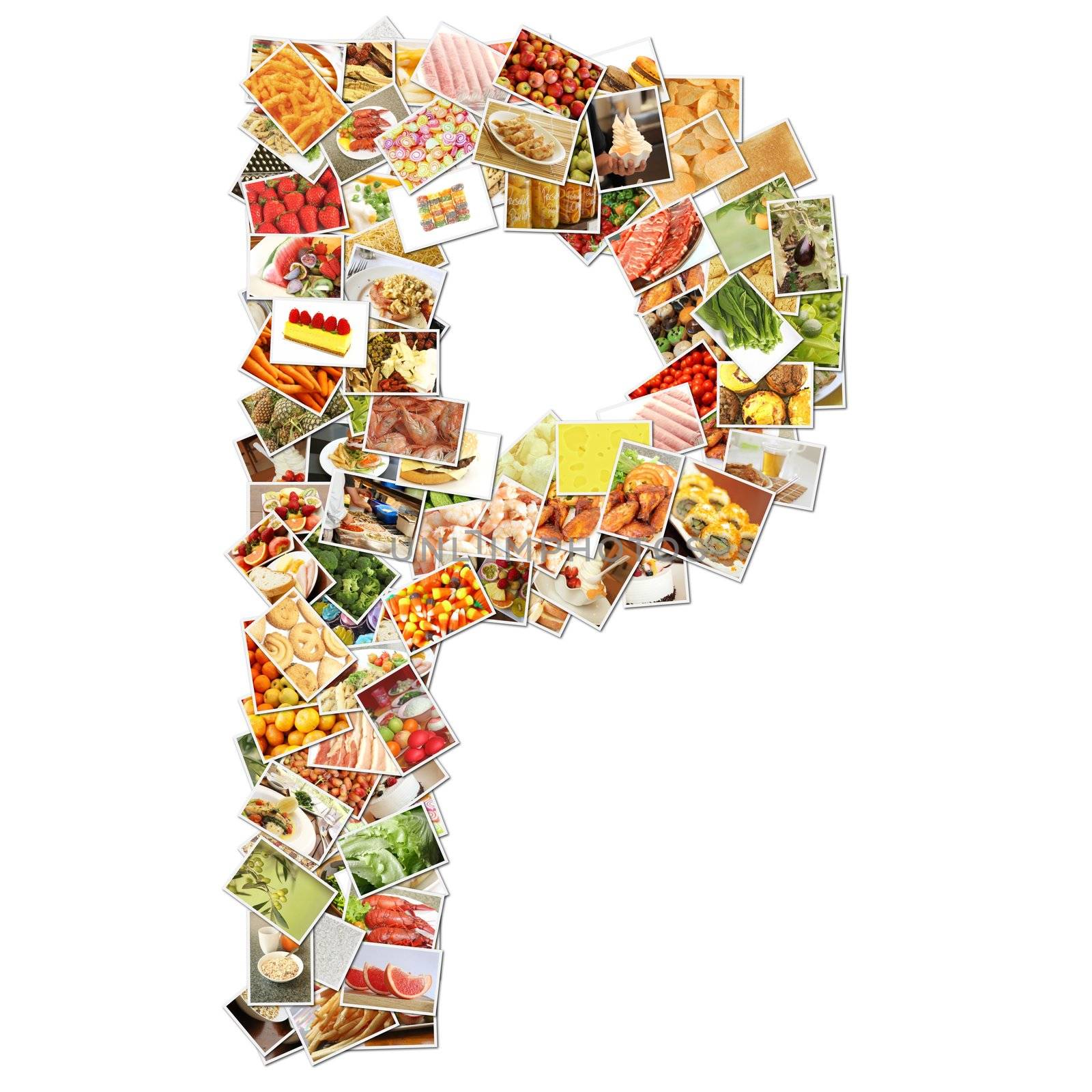 Letter P with Food Collage Concept Art