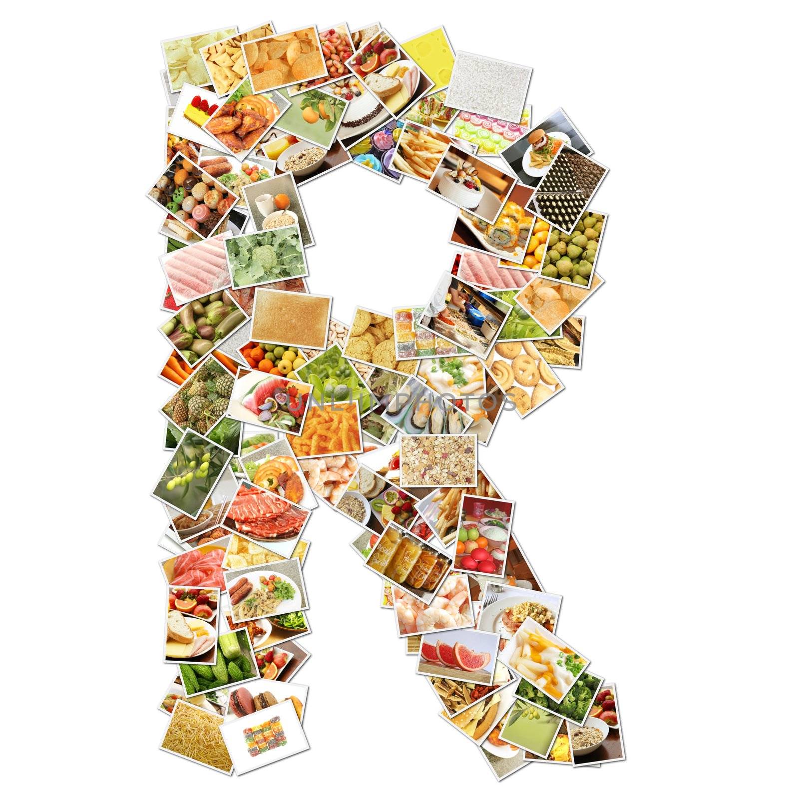 Letter R with Food Collage Concept Art