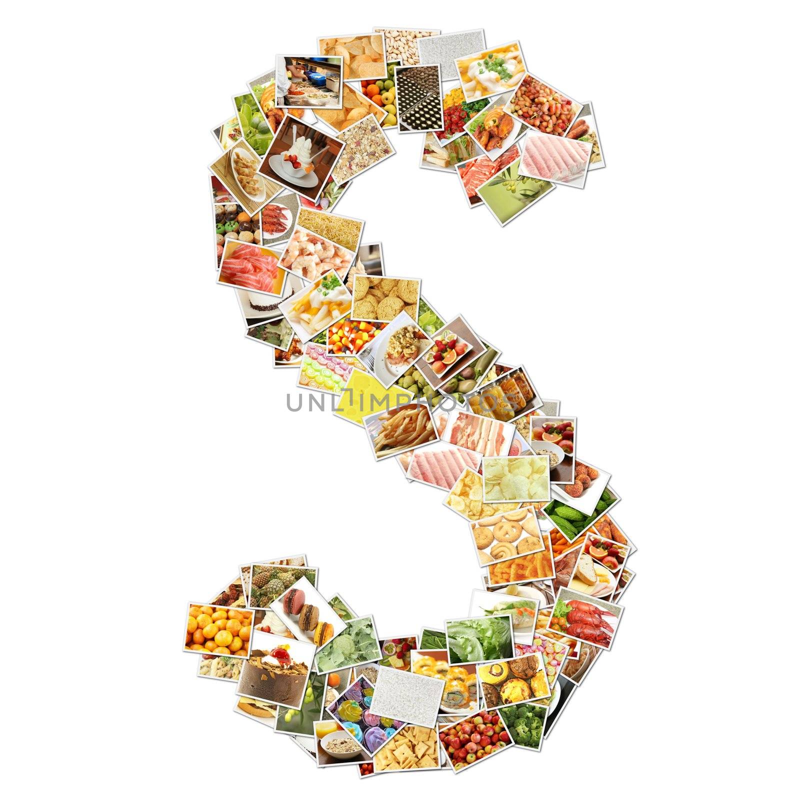 Letter S with Food Collage Concept Art