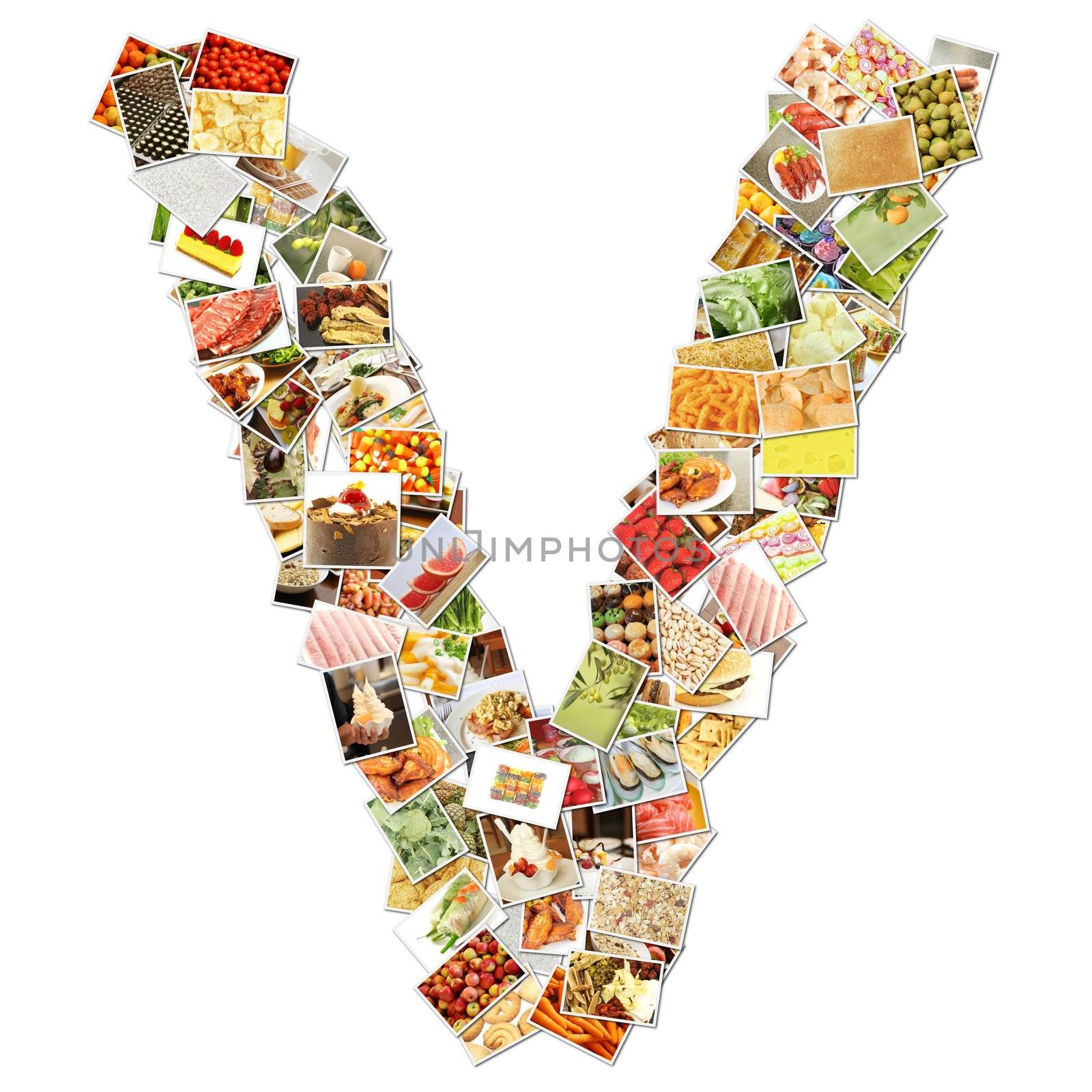 Letter V with Food Collage Concept Art