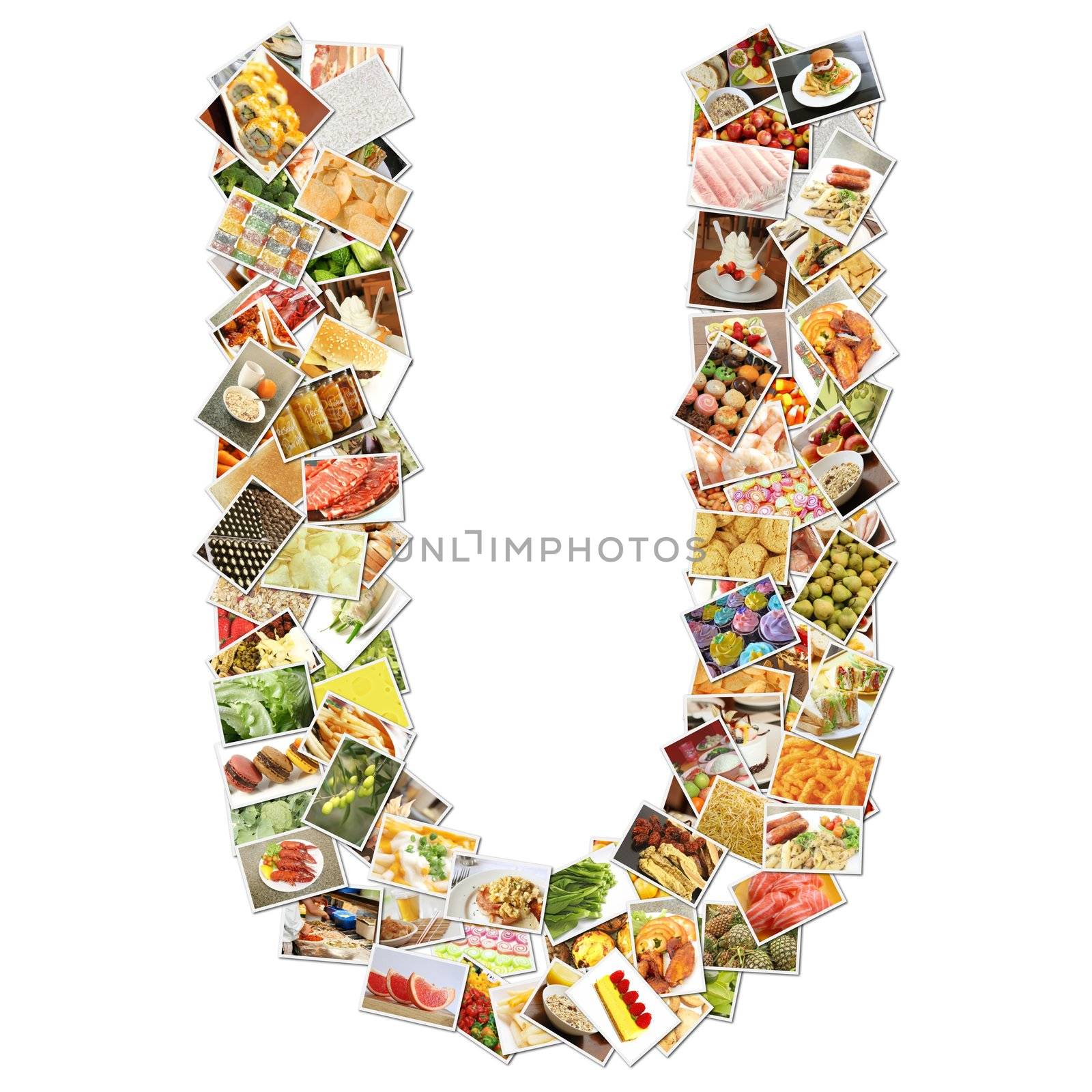 Letter U with Food Collage Concept Art
